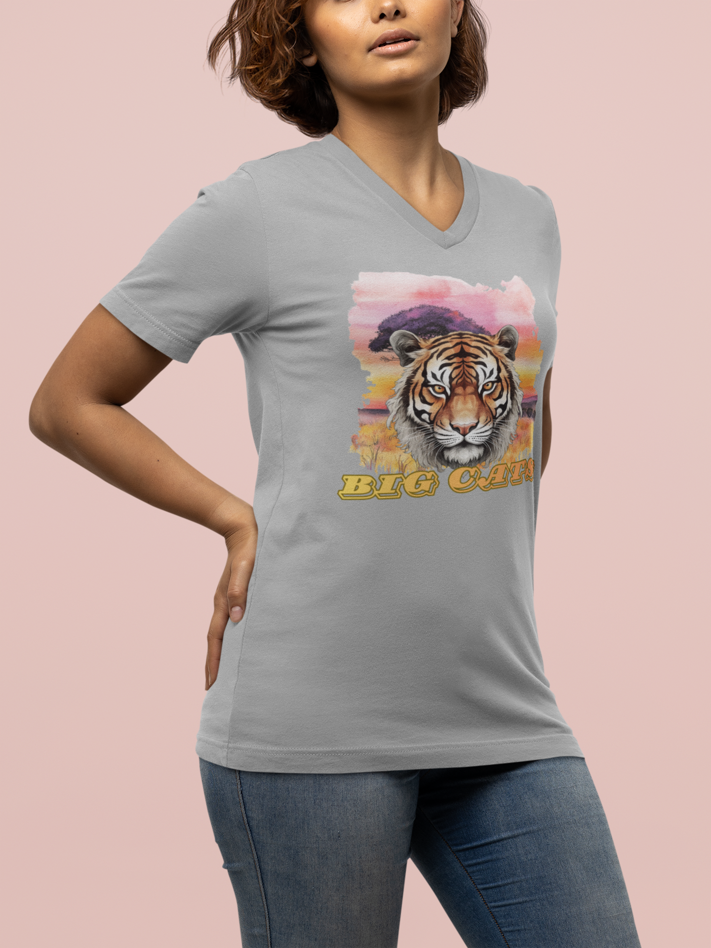 Women's Tiger Big Cats V-Neck Tee