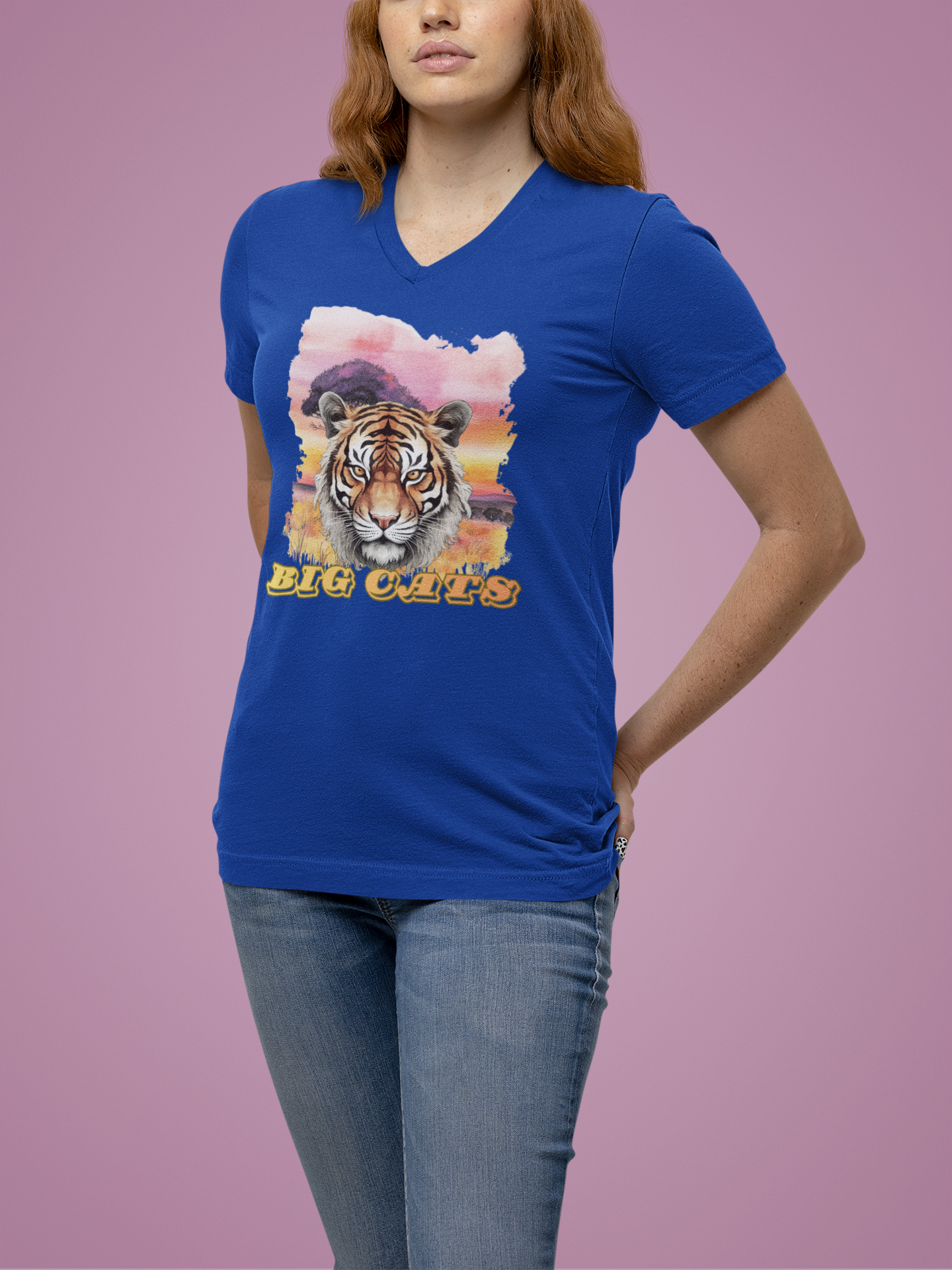 Women's Tiger Big Cats V-Neck Tee
