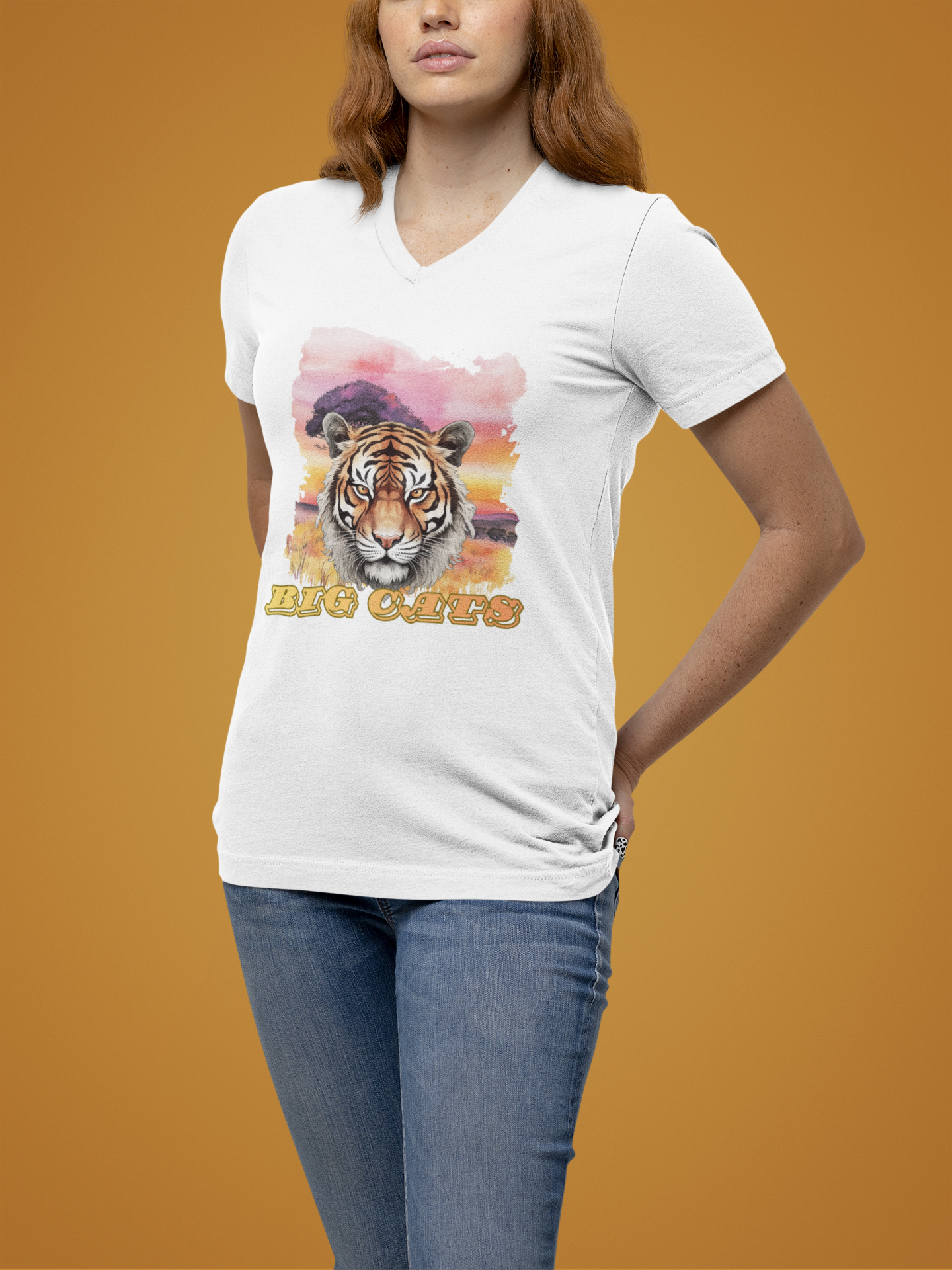 Women's Tiger Big Cats V-Neck Tee