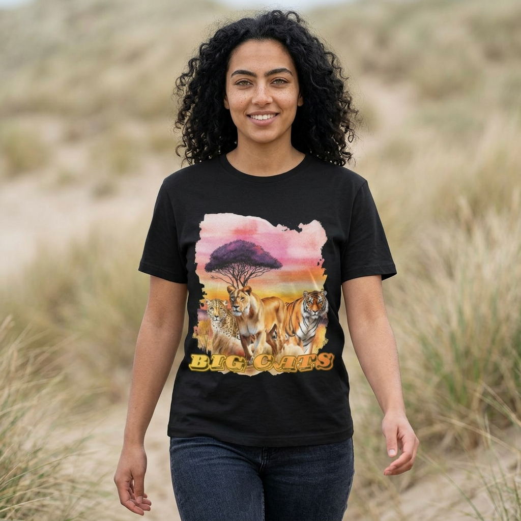 Women's Big Cats Trio T-Shirt - Cheetah, Lioness, and Tiger