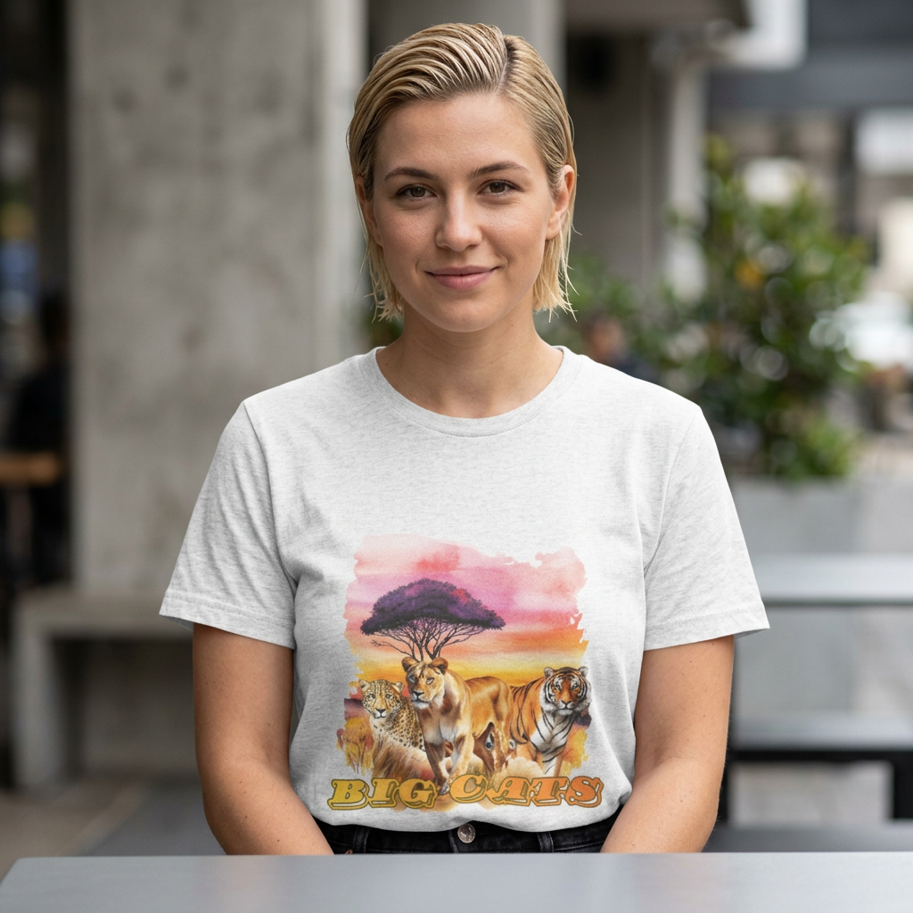Women's Big Cats Trio T-Shirt - Cheetah, Lioness, and Tiger