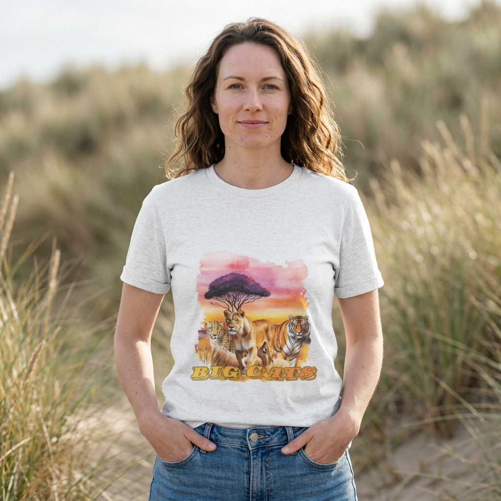 Women's Big Cats Trio T-Shirt - Cheetah, Lioness, and Tiger