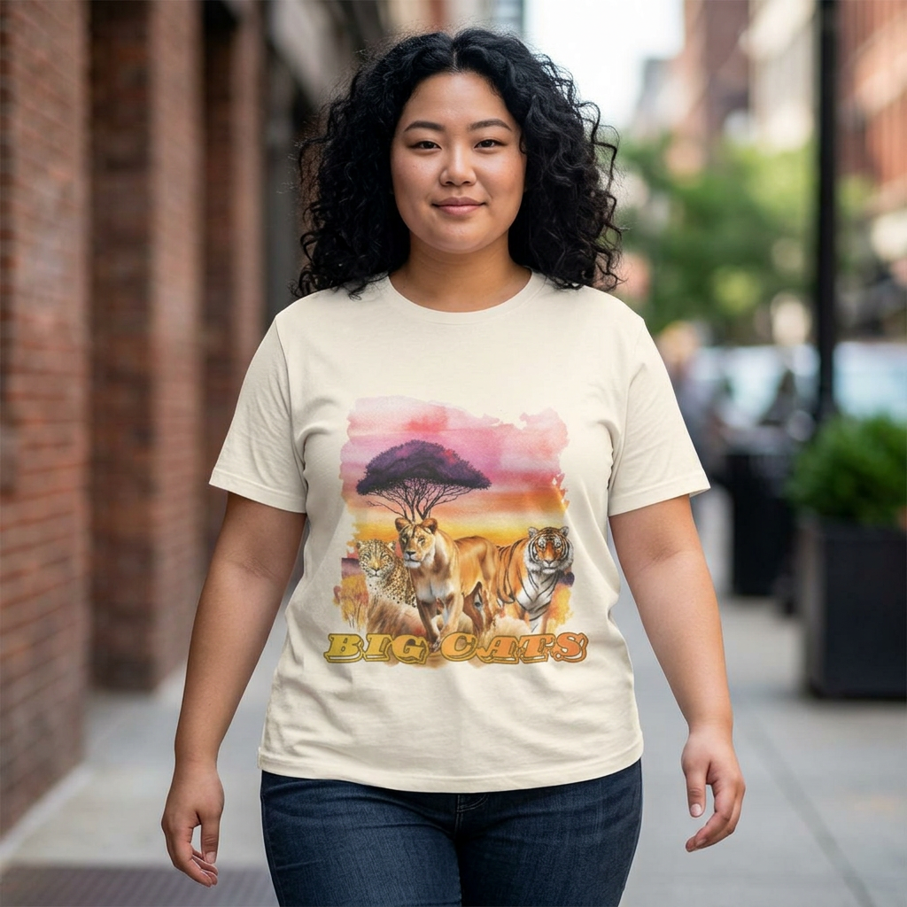 Women's Big Cats Trio T-Shirt - Cheetah, Lioness, and Tiger