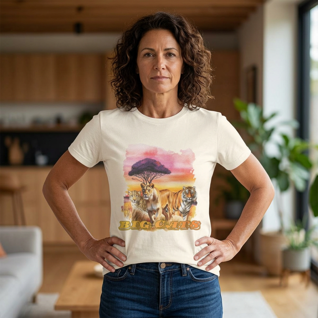 Women's Big Cats Trio T-Shirt - Cheetah, Lioness, and Tiger