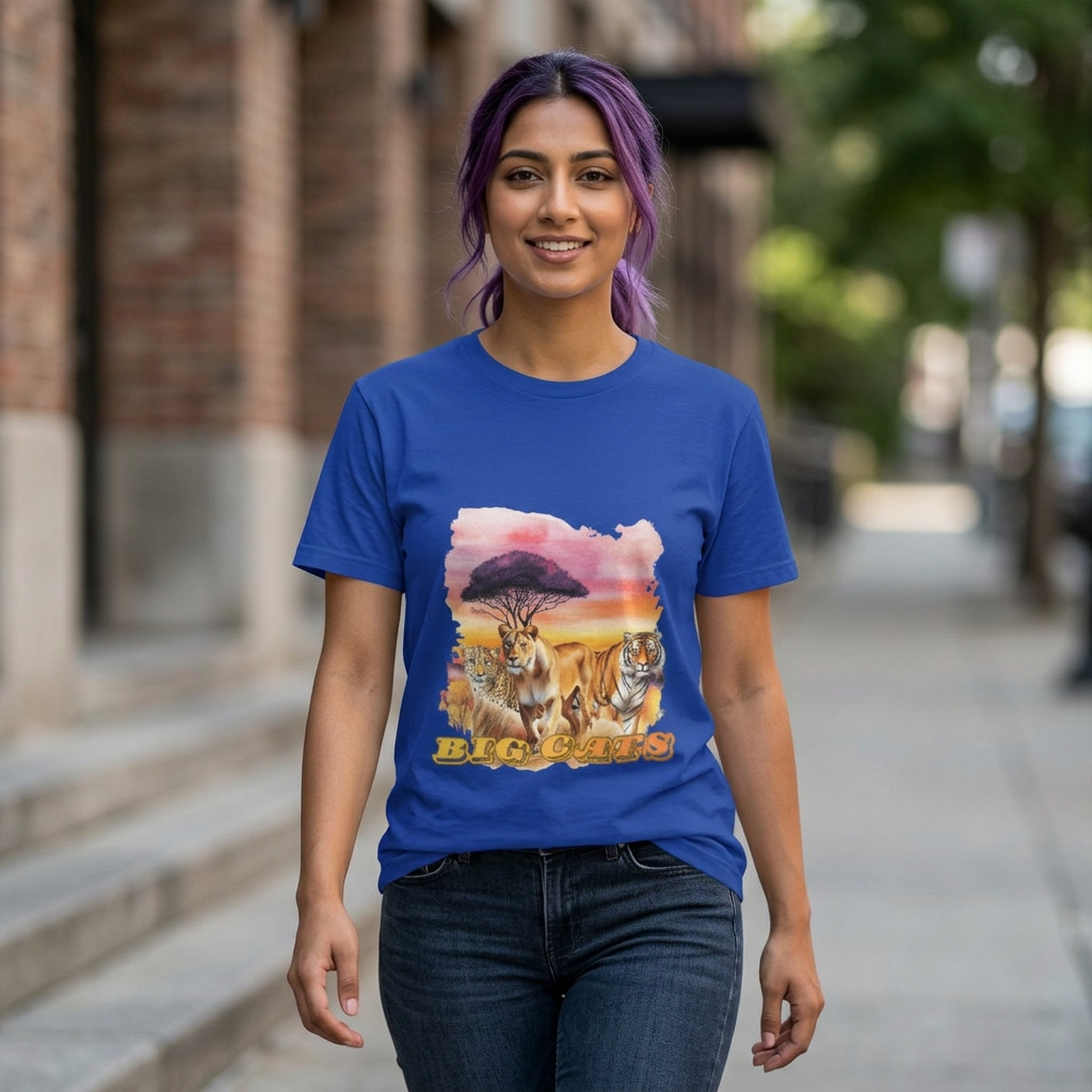 Women's Big Cats Trio T-Shirt - Cheetah, Lioness, and Tiger