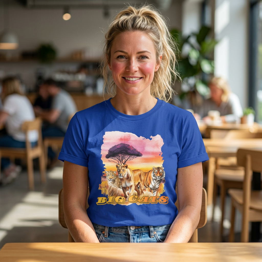 Women's Big Cats Trio T-Shirt - Cheetah, Lioness, and Tiger