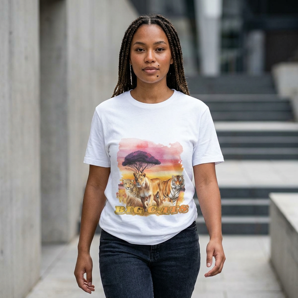 Women's Big Cats Trio T-Shirt - Cheetah, Lioness, and Tiger