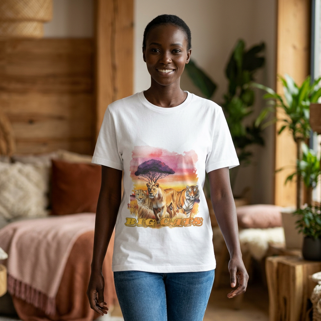 Women's Big Cats Trio T-Shirt - Cheetah, Lioness, and Tiger