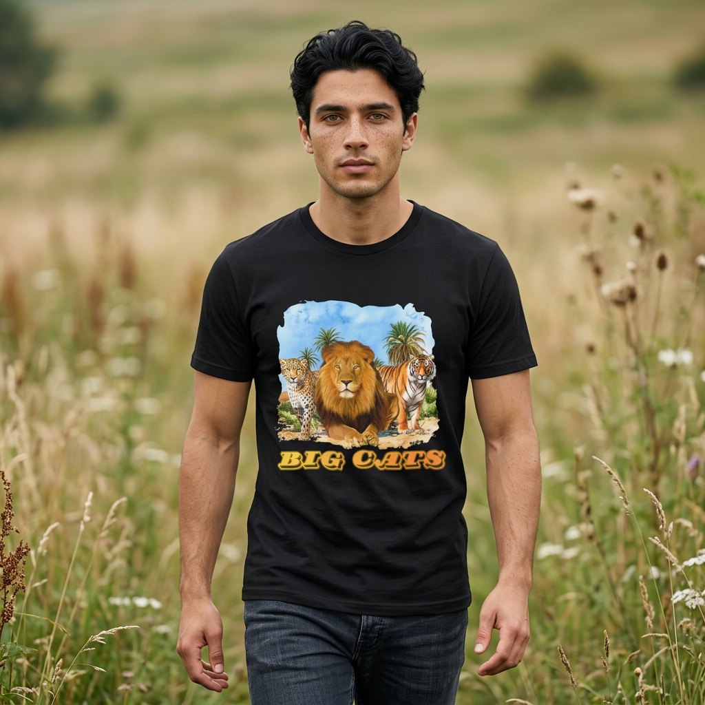 Men's Big Cats Trio Tee - Lion, Cheetah, and Tiger