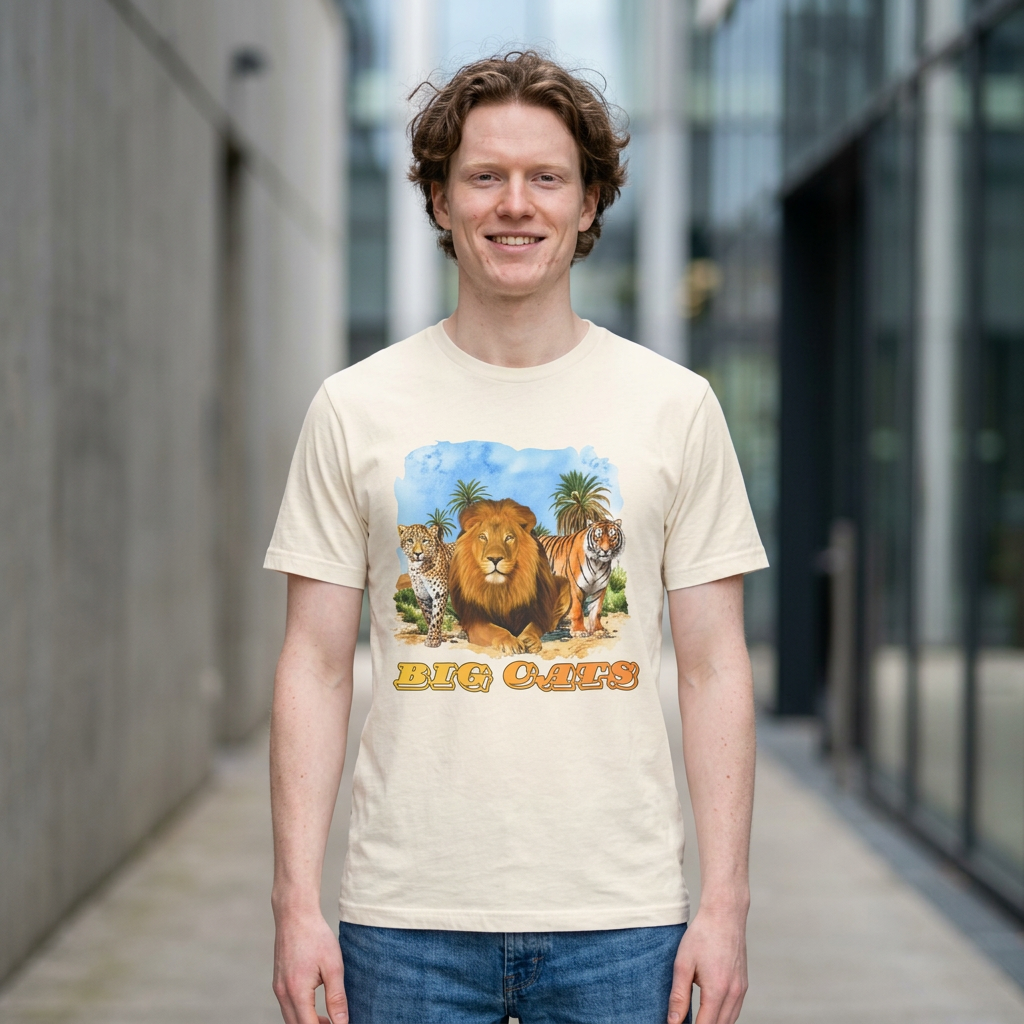 Men's Big Cats Trio Tee - Lion, Cheetah, and Tiger