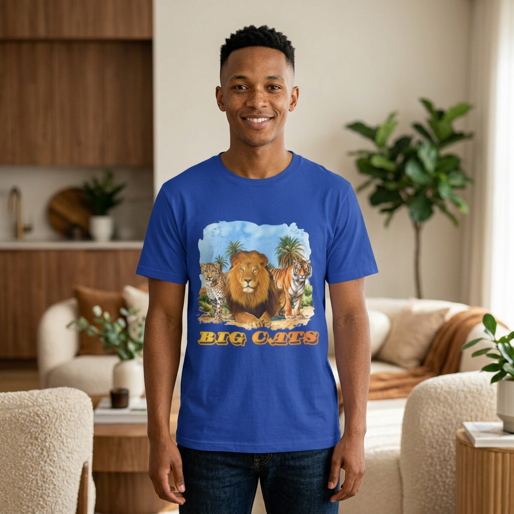 Men's Big Cats Trio Tee - Lion, Cheetah, and Tiger