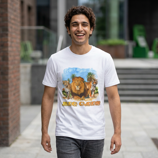 Men's Big Cats Trio Tee - Lion, Cheetah, and Tiger