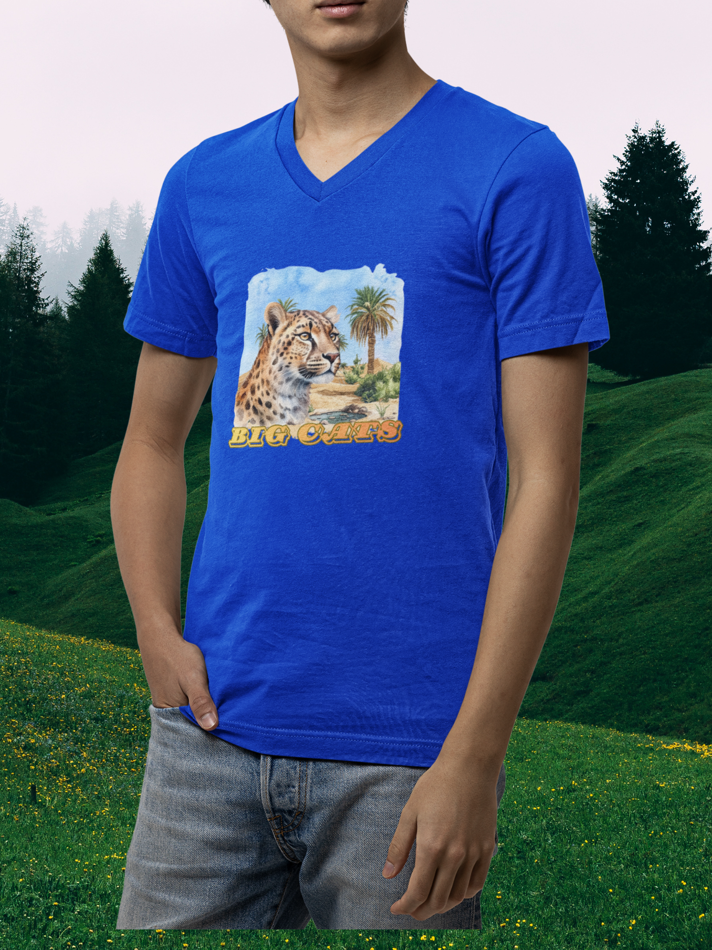 Men's Big Cats Cheetah V-Neck Tee