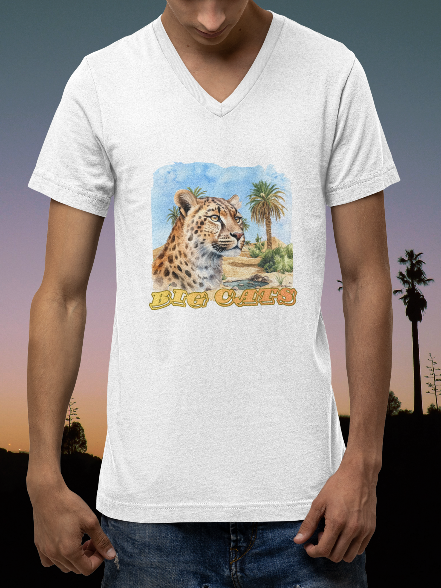 Men's Big Cats Cheetah V-Neck Tee