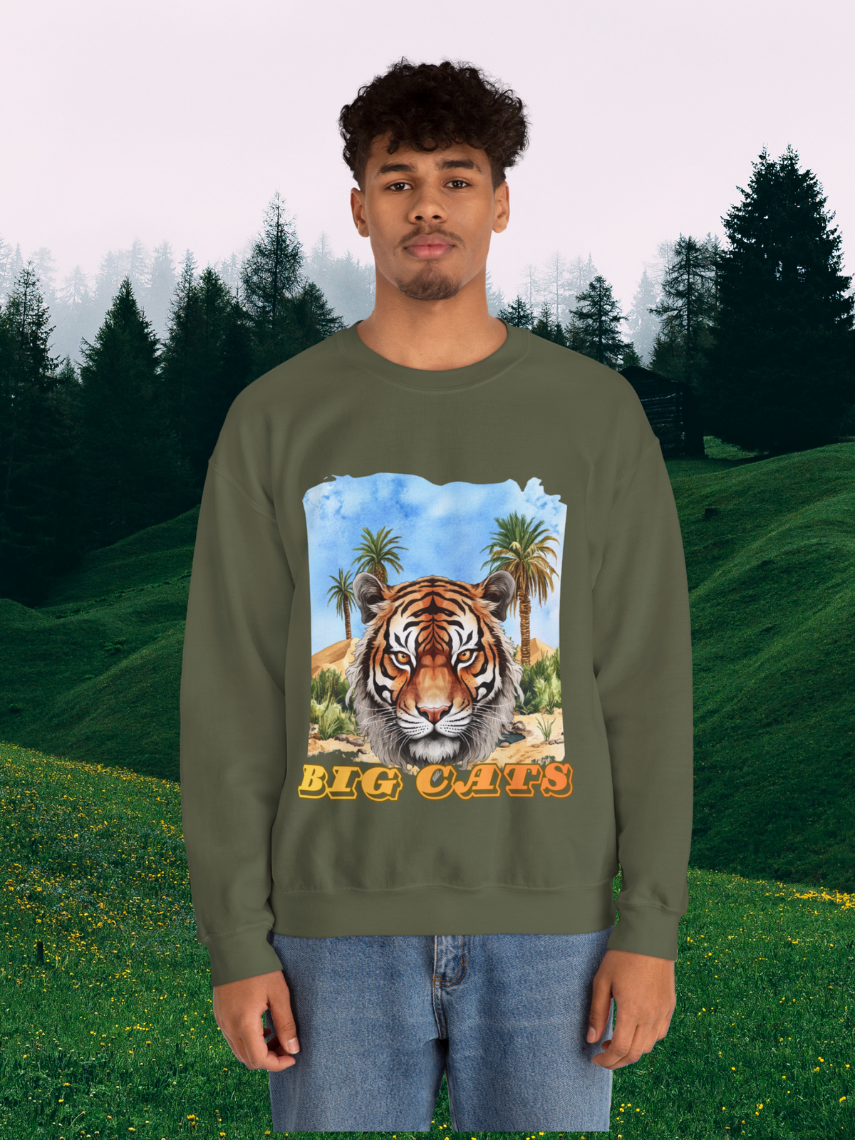 Men's Big Cats Tiger Crewneck Sweatshirt