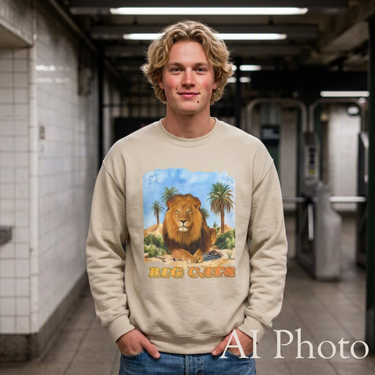Men's Big Cats Lion Crewneck Sweatshirt