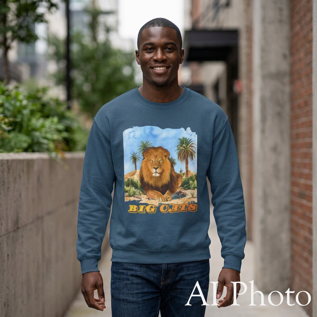 Men's Big Cats Lion Crewneck Sweatshirt
