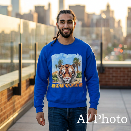 Men's Big Cats Tiger Premium Crewneck Sweatshirt