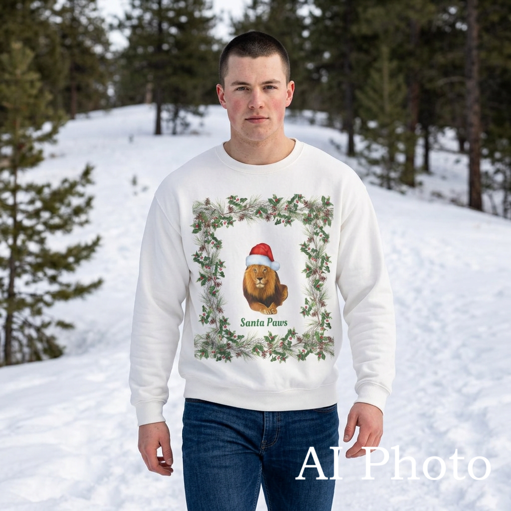 Lion Santa Paws Christmas Crewneck