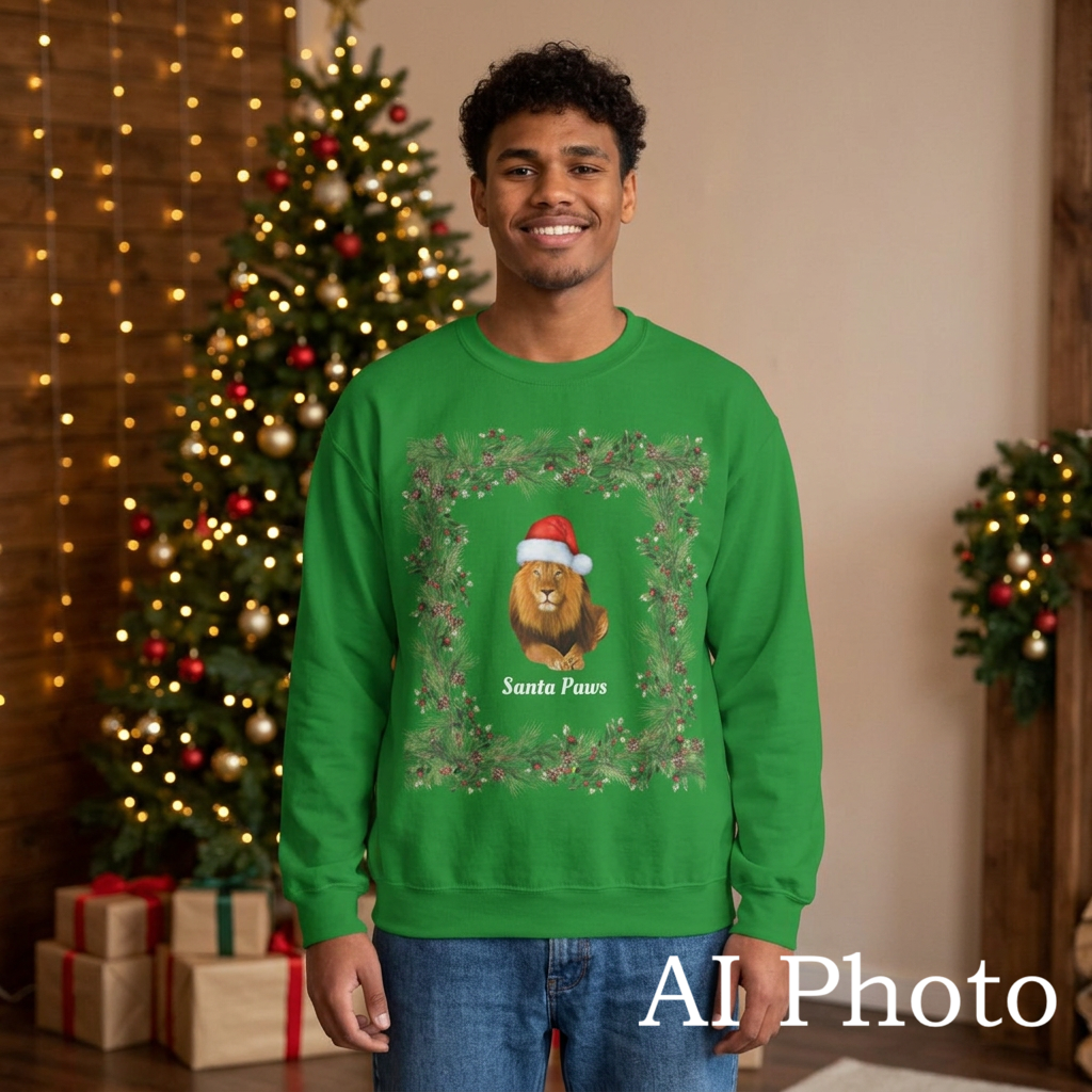 Lion Santa Paws Christmas Crewneck