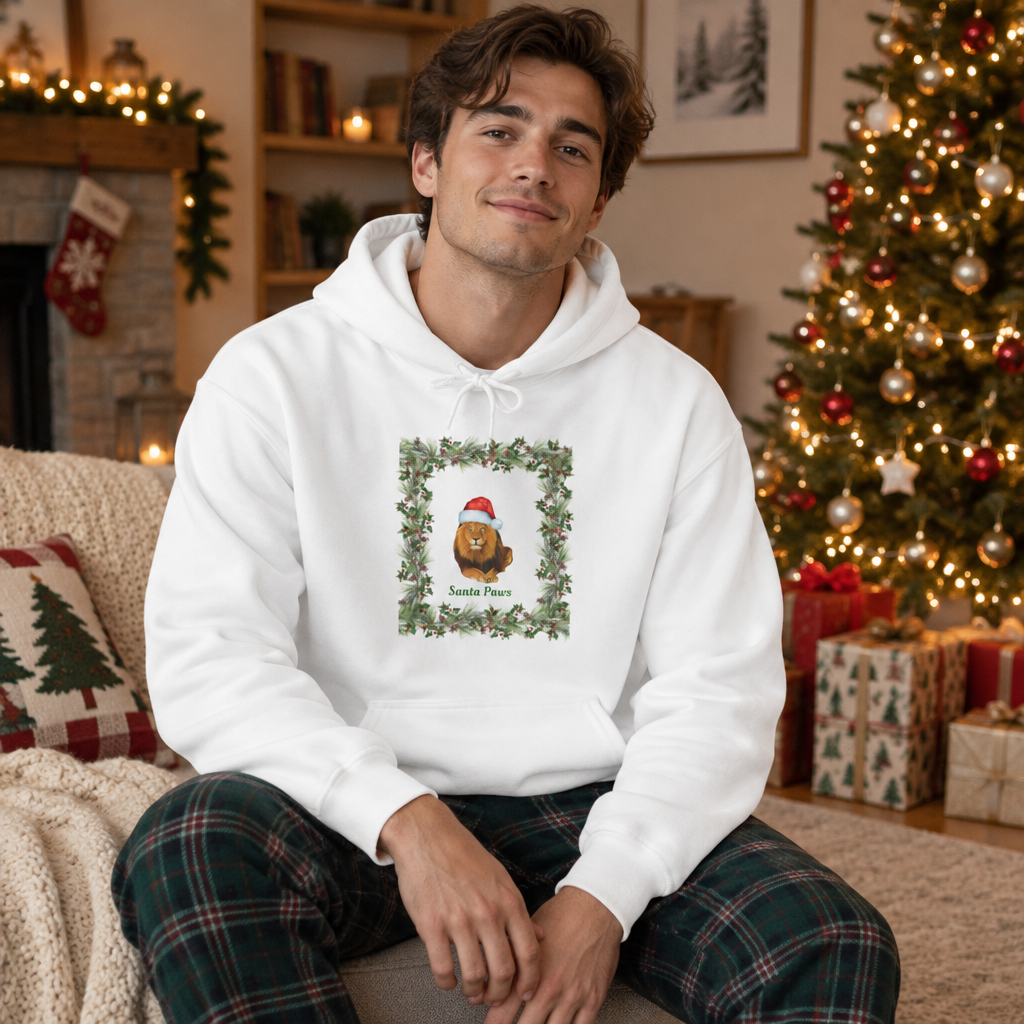 Men's Lion Santa Paws Hooded Sweatshirt