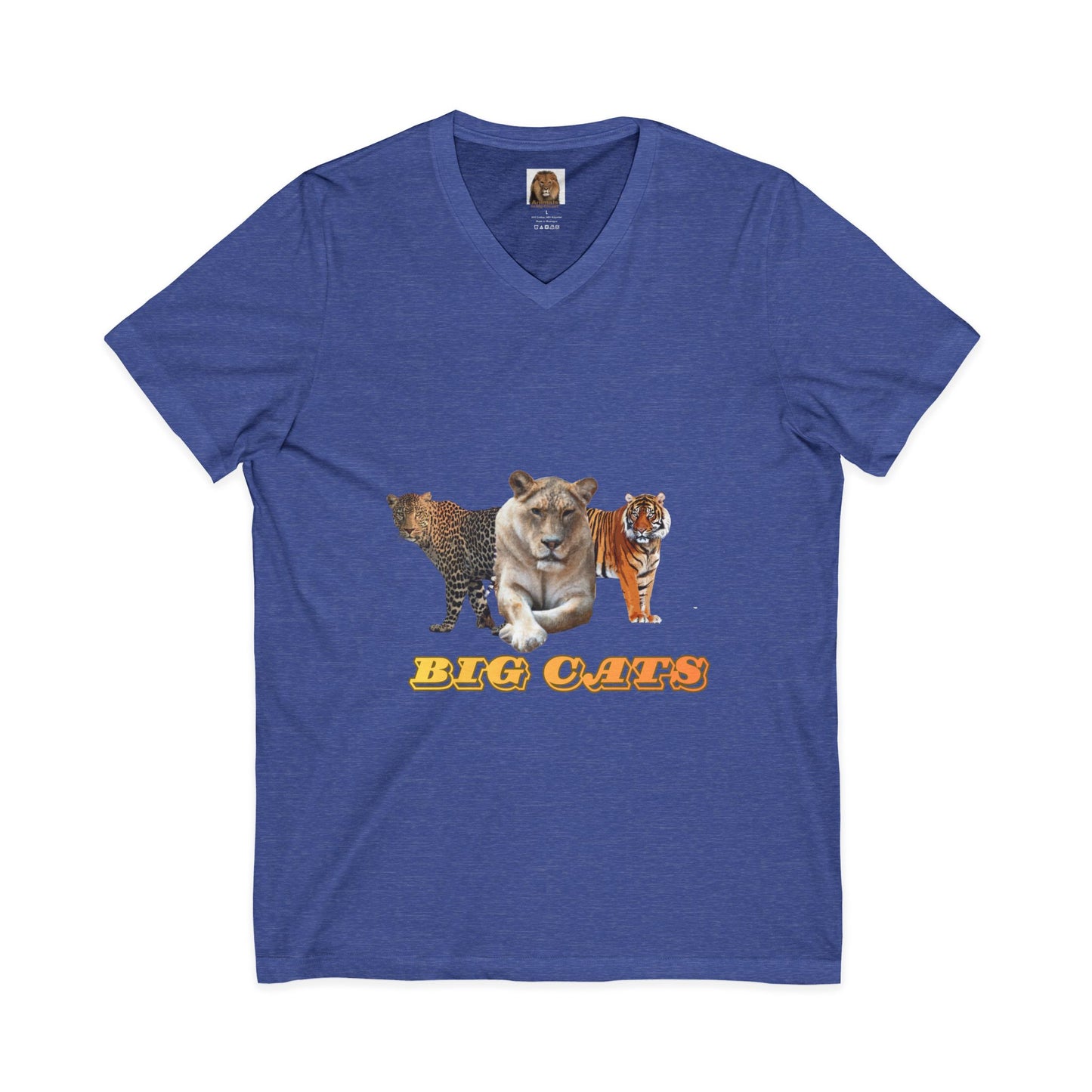 Unisex Lioness Big Cats Short Sleeve V-Neck Tee