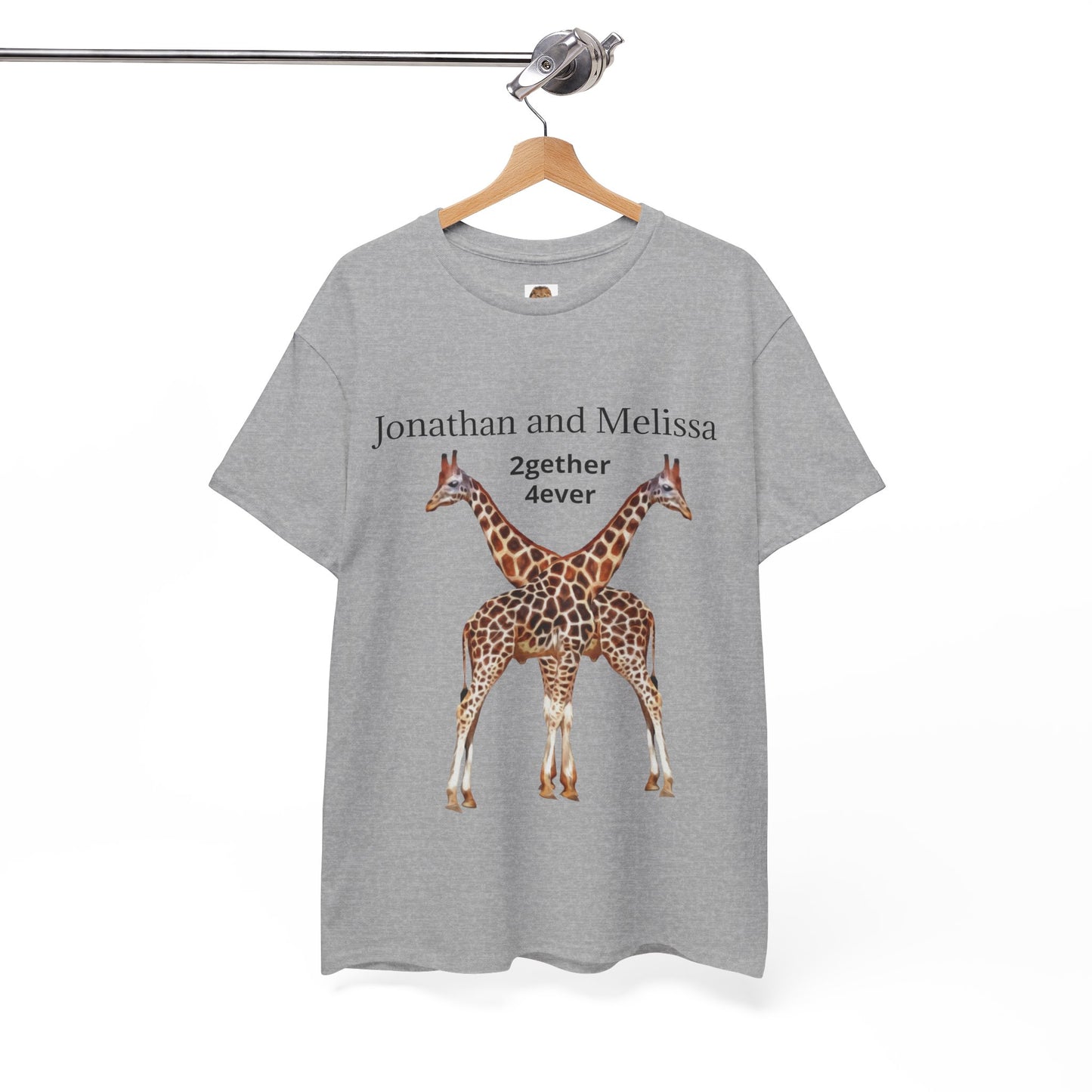 Personalized Giraffe Couple Unisex Crew Neck T-Shirt for Animal Lovers