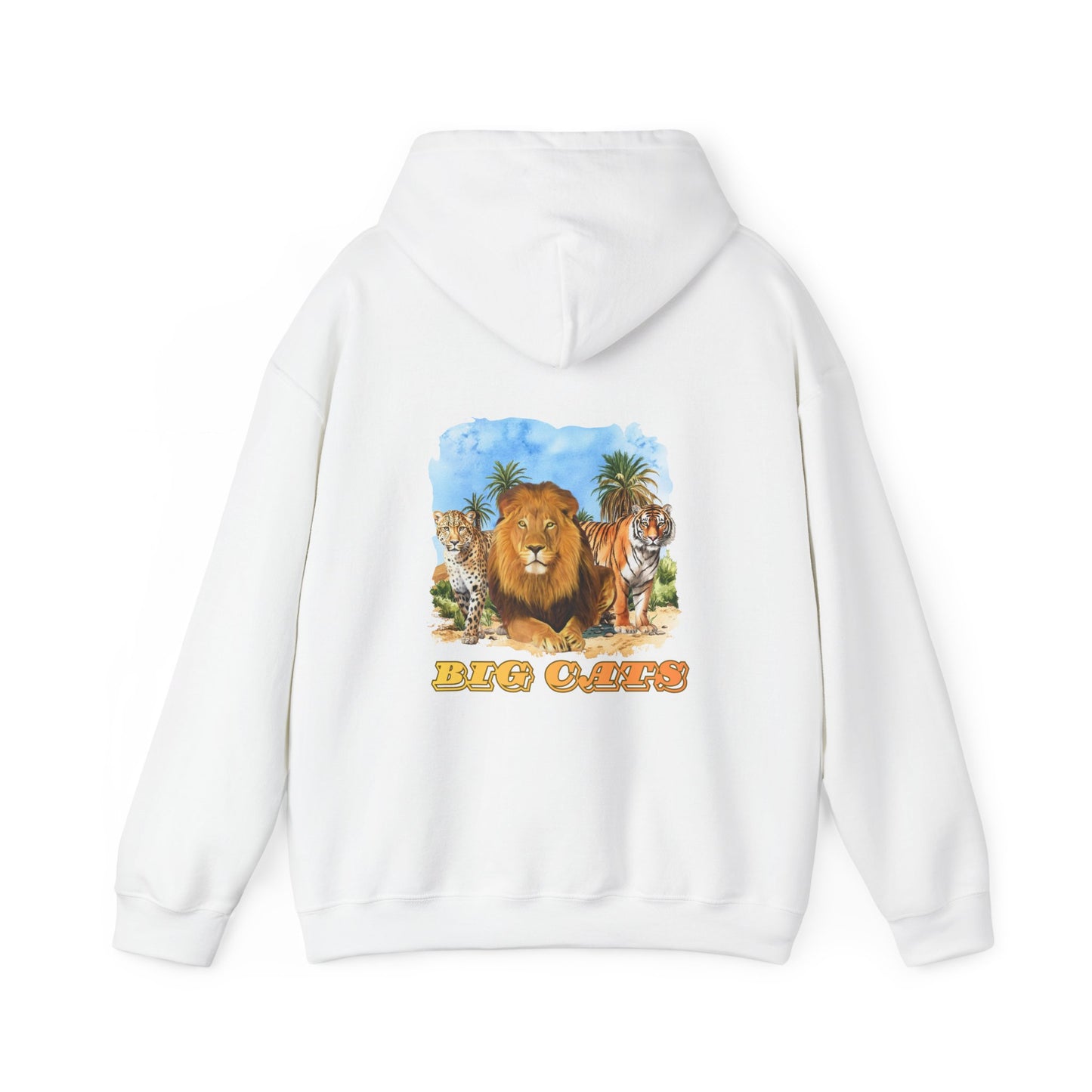 Men's Big Cats Trio Hooded Sweatshirt - Cheetah, Lion, and Tiger