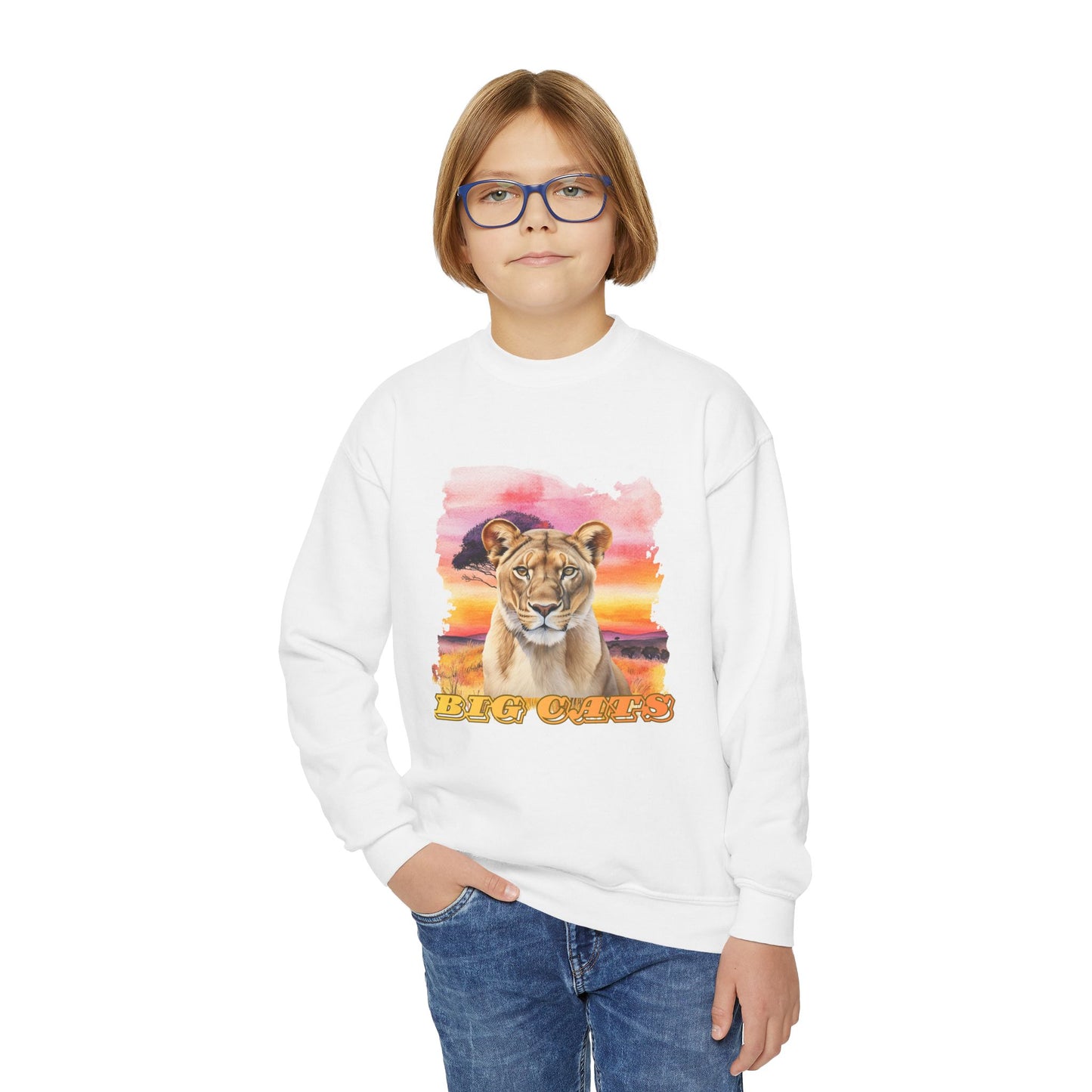 Girls Lioness Big Cats Crewneck Sweatshirt