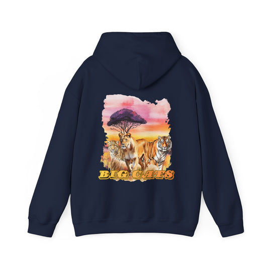 Women's Big Cats Trio Hoodie - Cheetah, Lion, and Tiger
