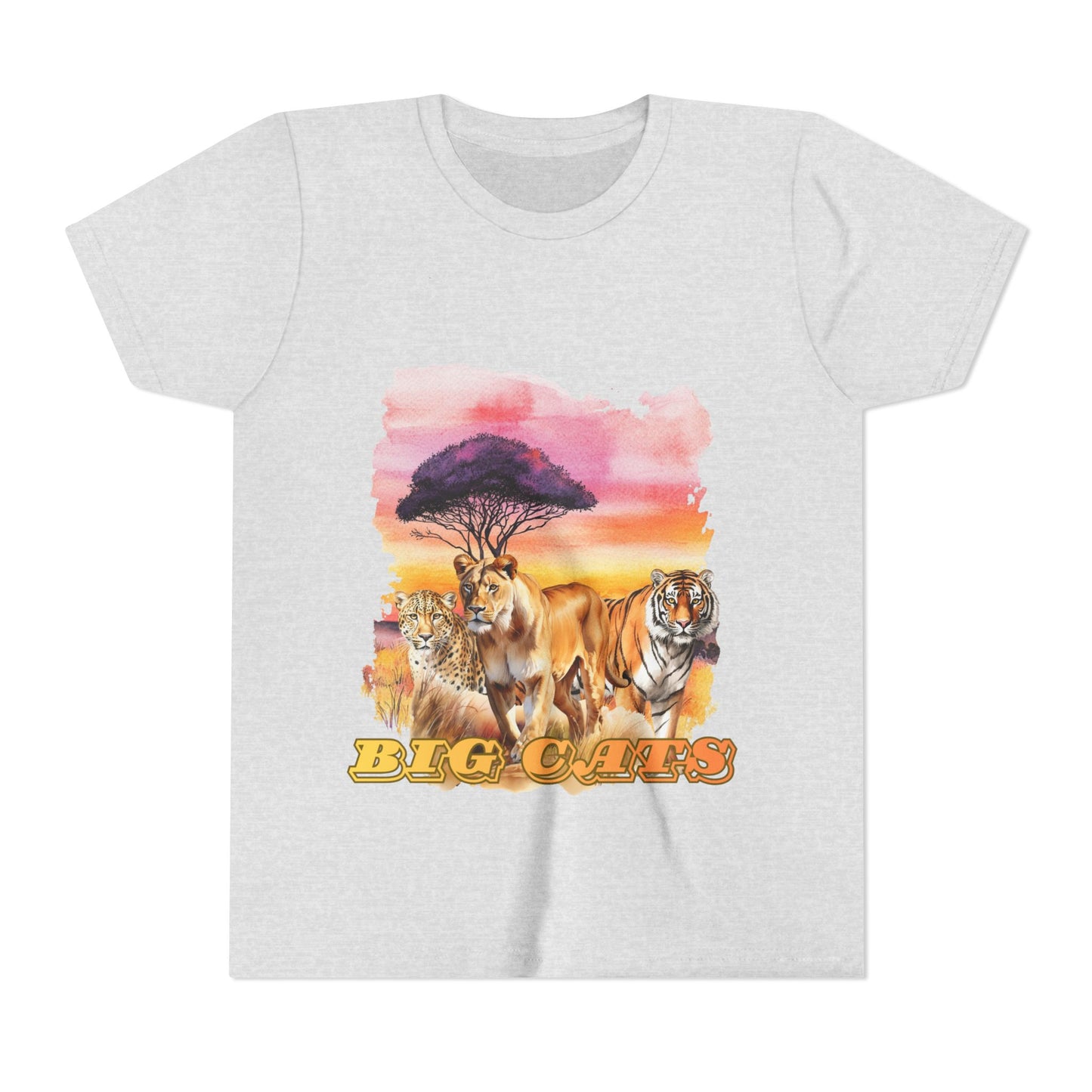 Girls Big Cats Trio Graphic Kids T-Shirt (Lion, Tiger, Cheetah)