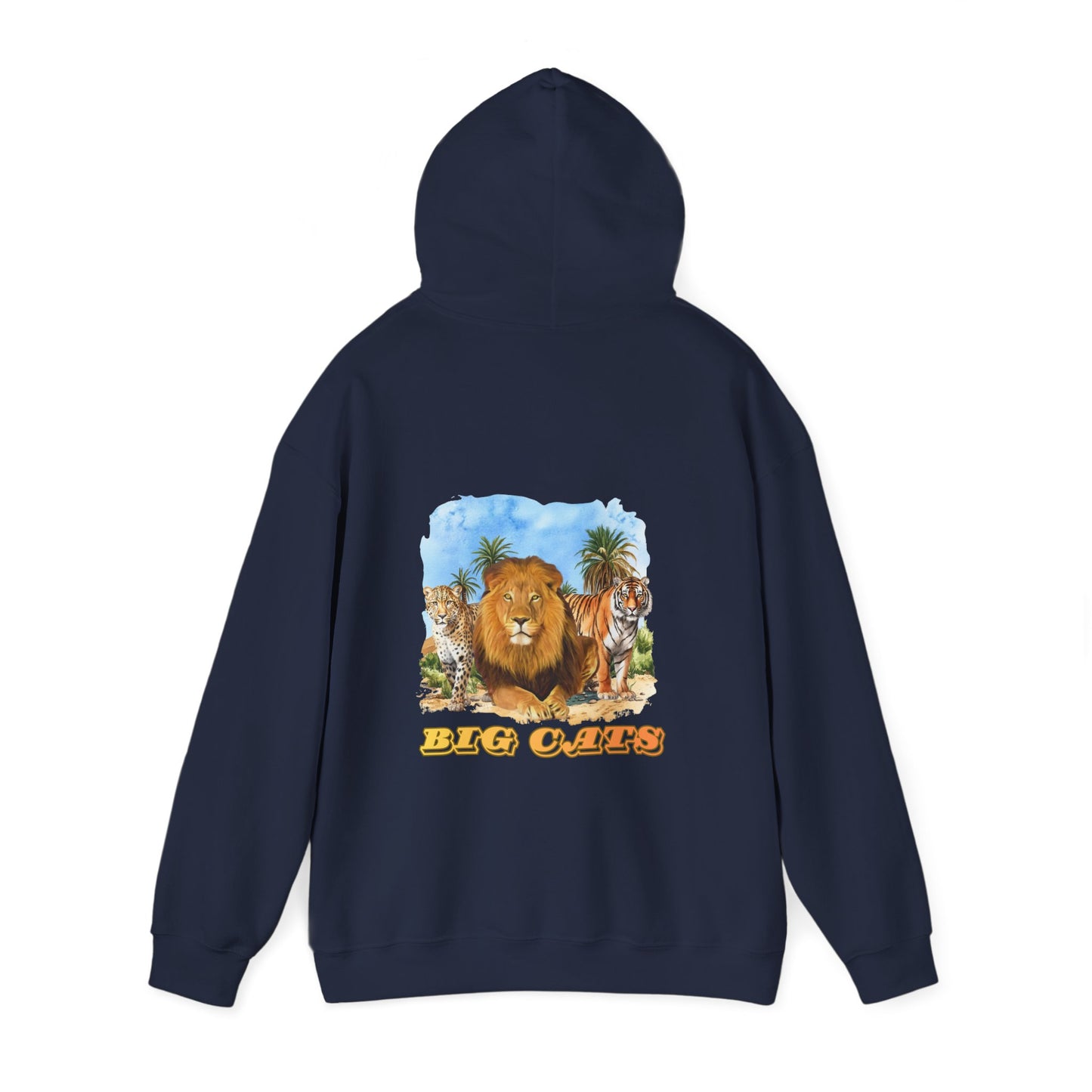 Men's Big Cats Trio Hooded Sweatshirt - Cheetah, Lion, and Tiger