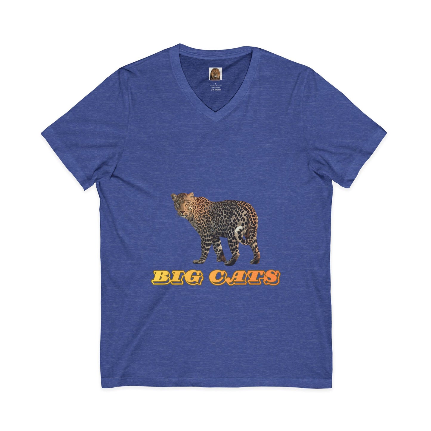 Unisex Leopard Big Cats Short Sleeve V-Neck Tee