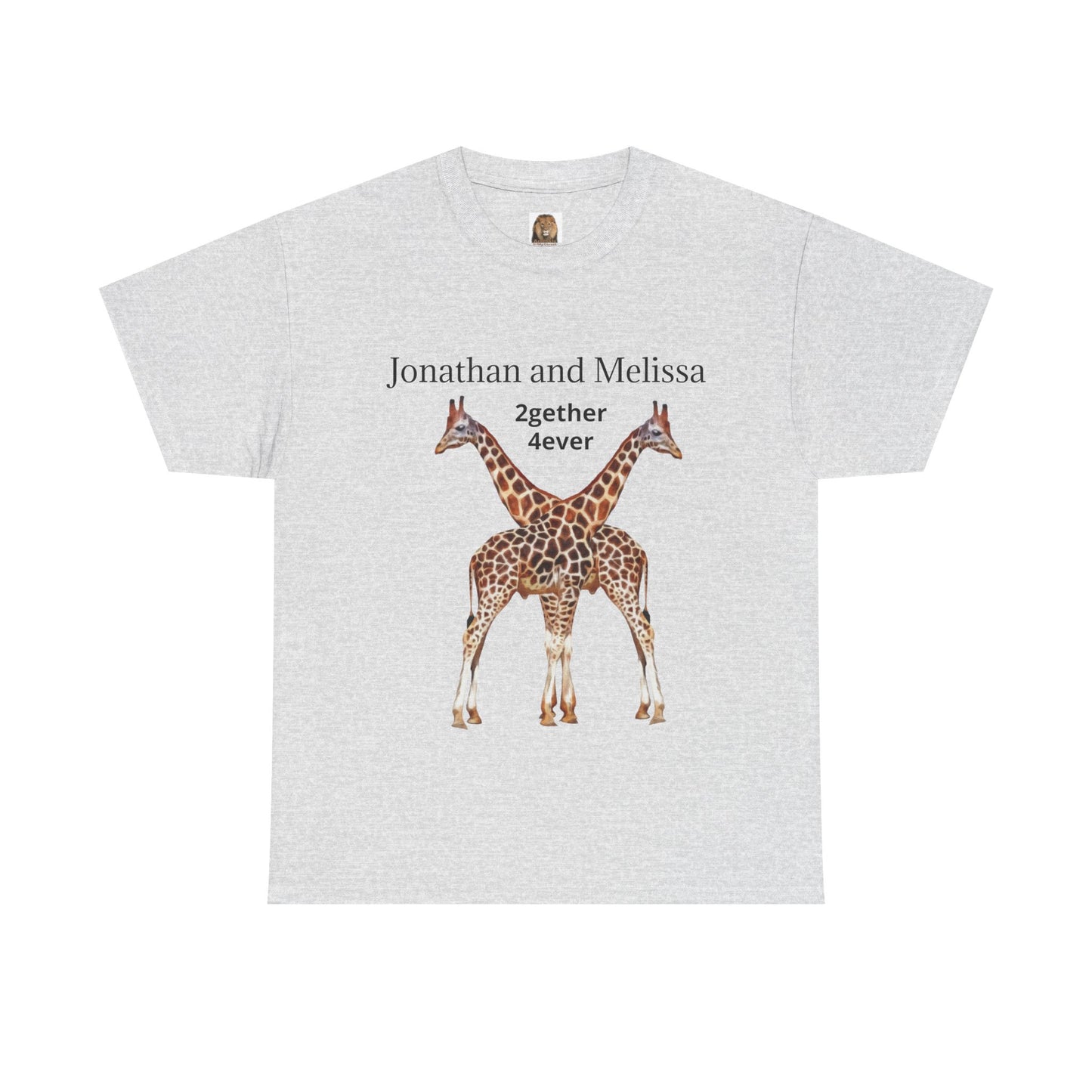 Personalized Giraffe Couple Unisex Crew Neck T-Shirt for Animal Lovers