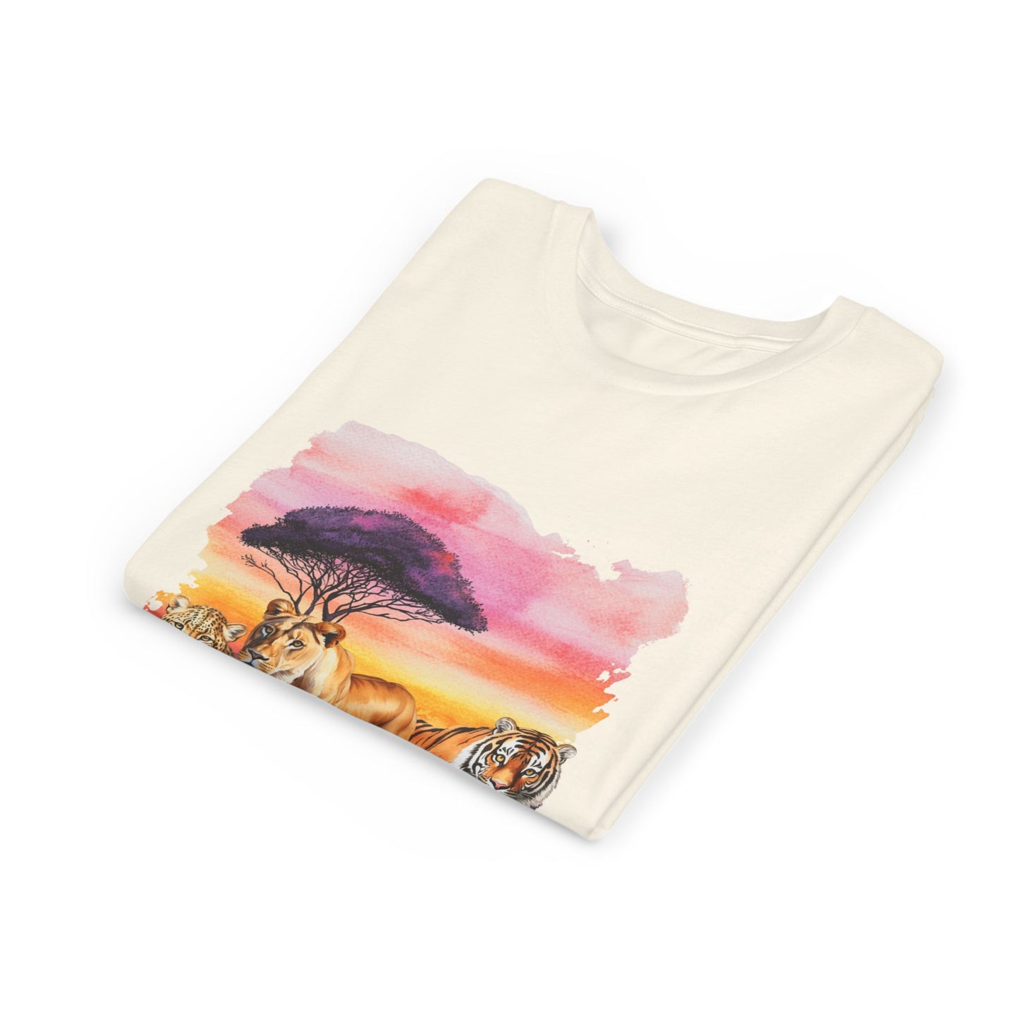 Girls Big Cats Trio Graphic Kids T-Shirt (Lion, Tiger, Cheetah)