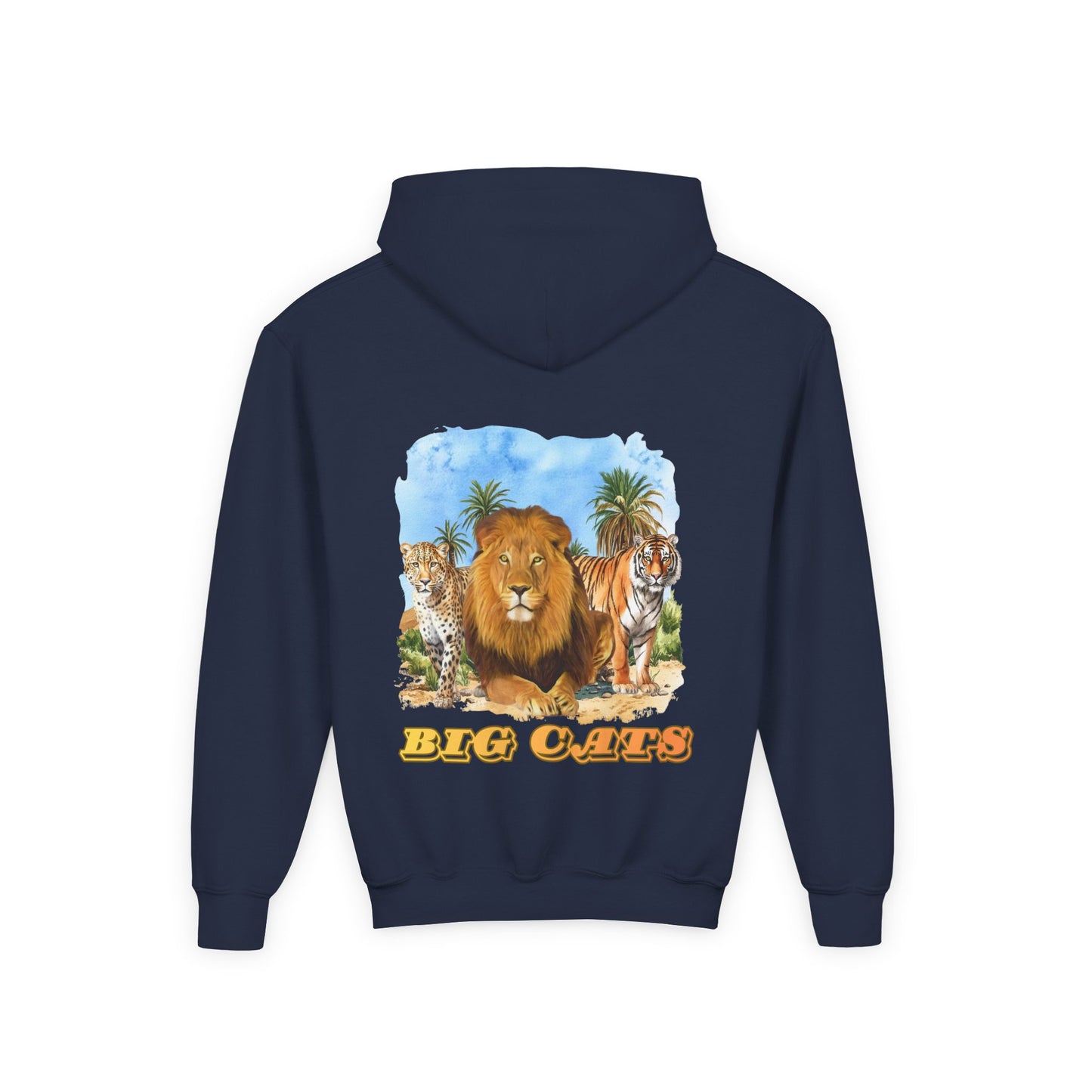 Boys Big Cats Trio Hooded Sweatshirt - Cheetah, Lion and Tiger