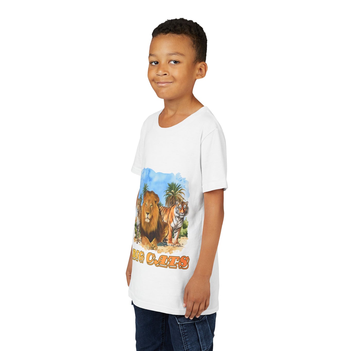 Boys Big Cats Tee Shirt — Lion, Tiger & Cheetah Graphic
