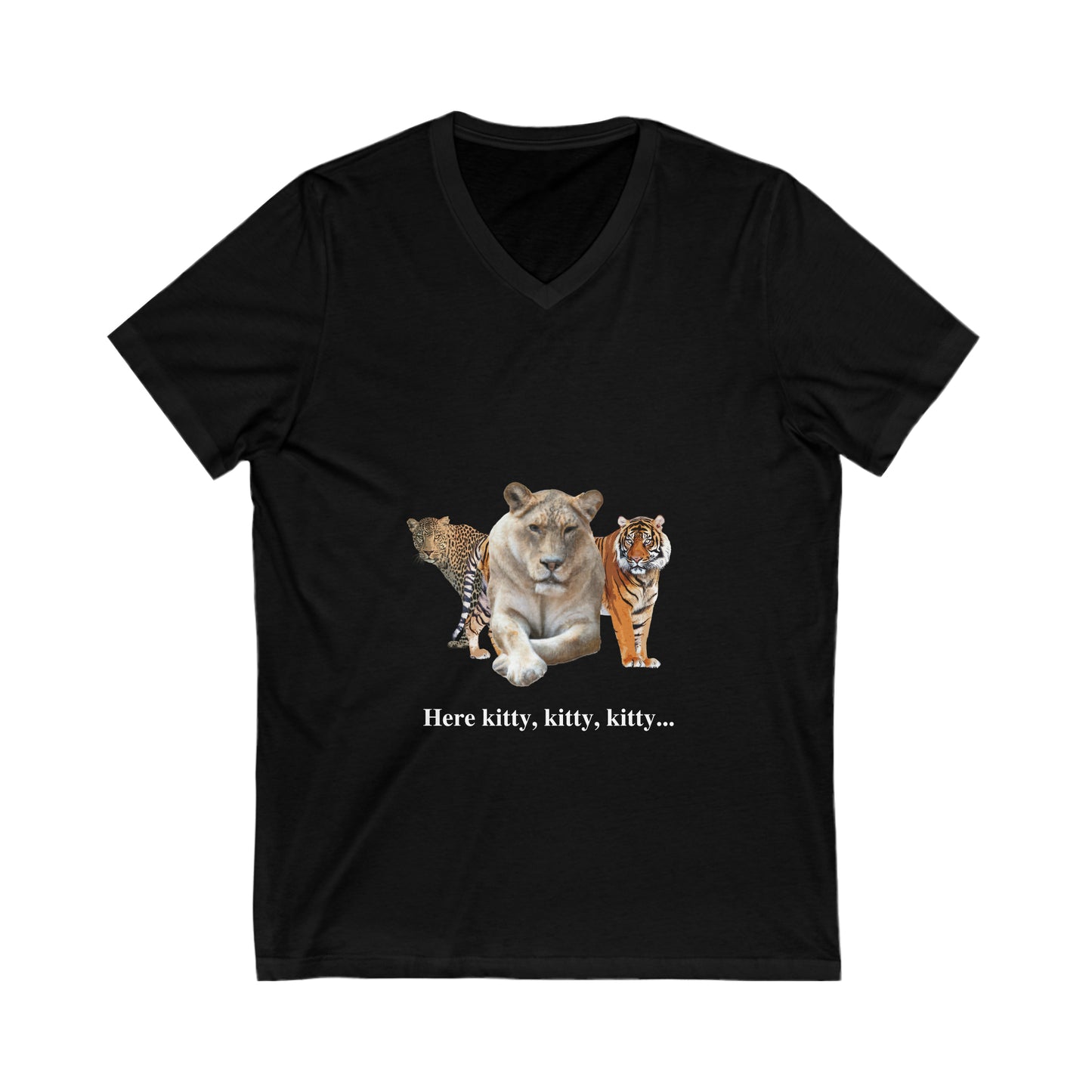 Unisex Lioness Big Cats Short Sleeve V-Neck Tee