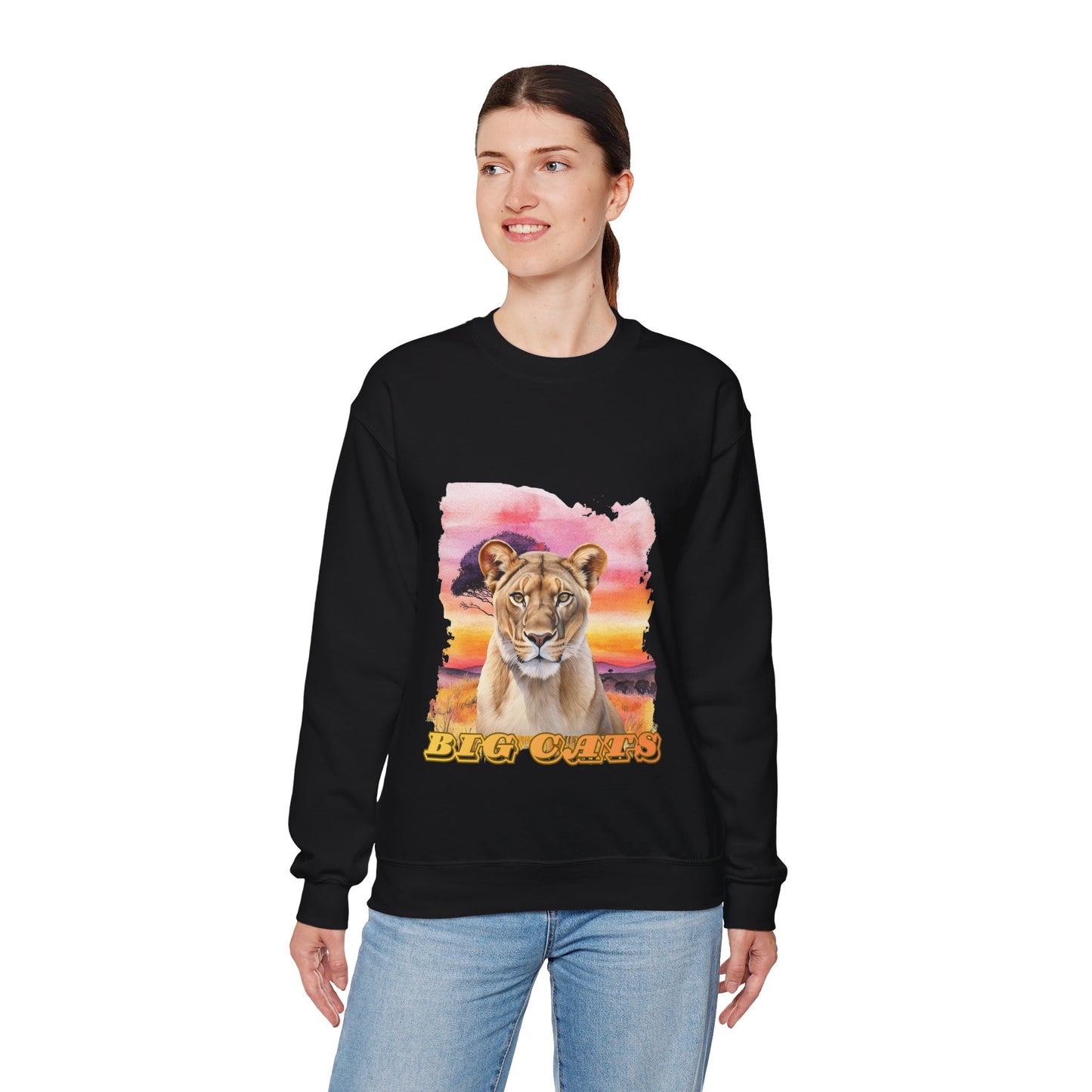 Women's Lioness Big Cats Sunset Crewneck Sweatshirt