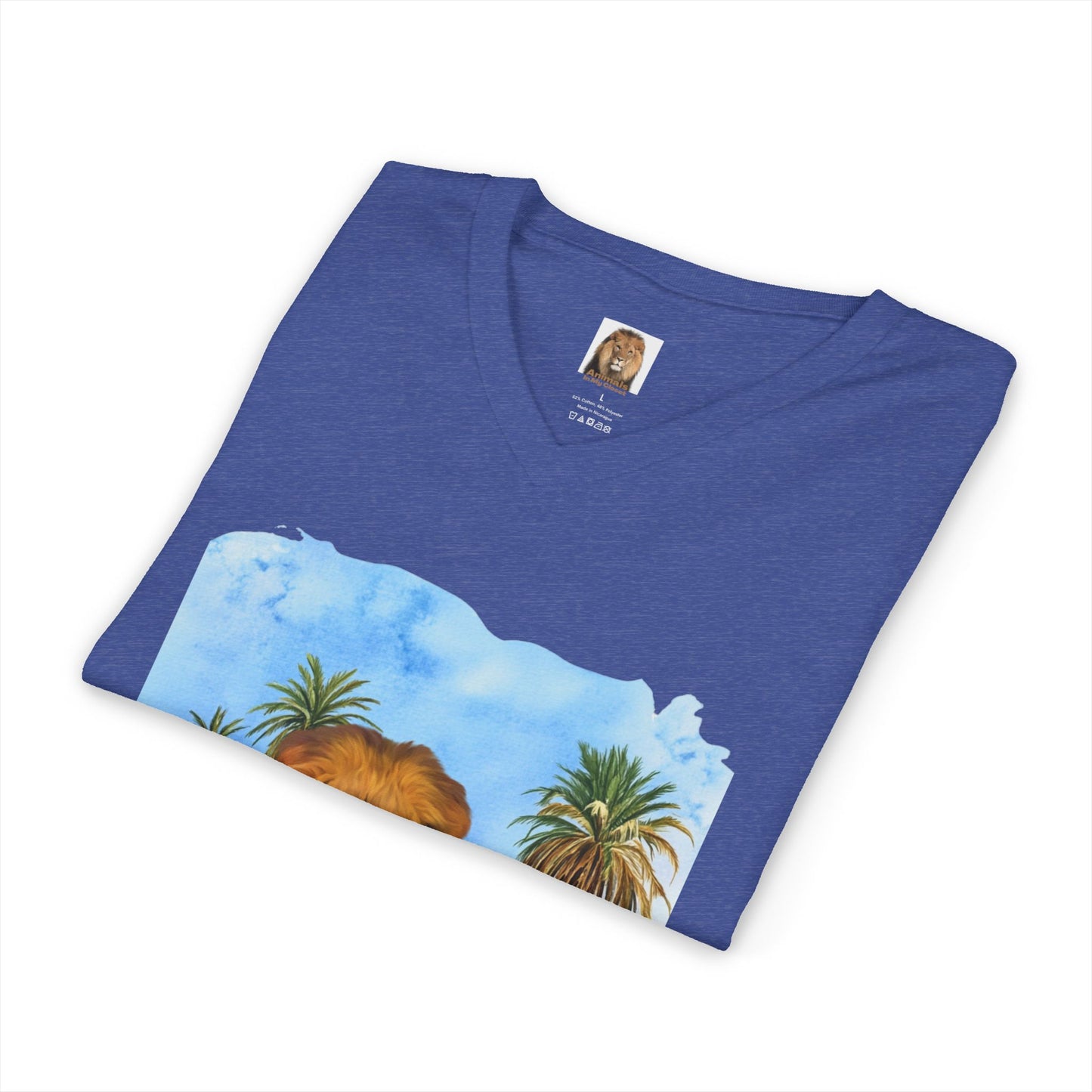 Men's Lion Big Cats Short Sleeve V-Neck Tee