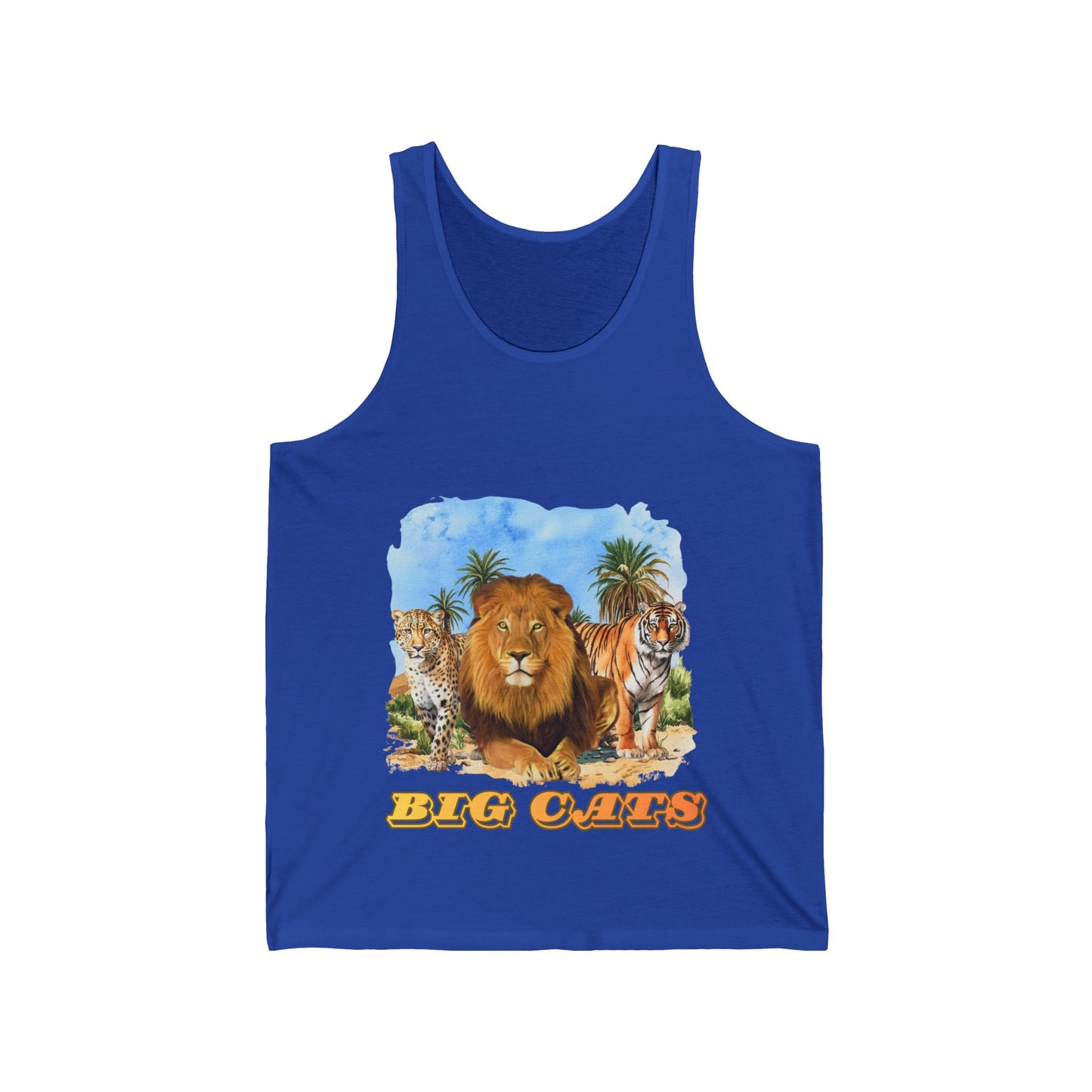 Mens Big Cats Trio Tank Top — Cheetah, Lion, & Tiger