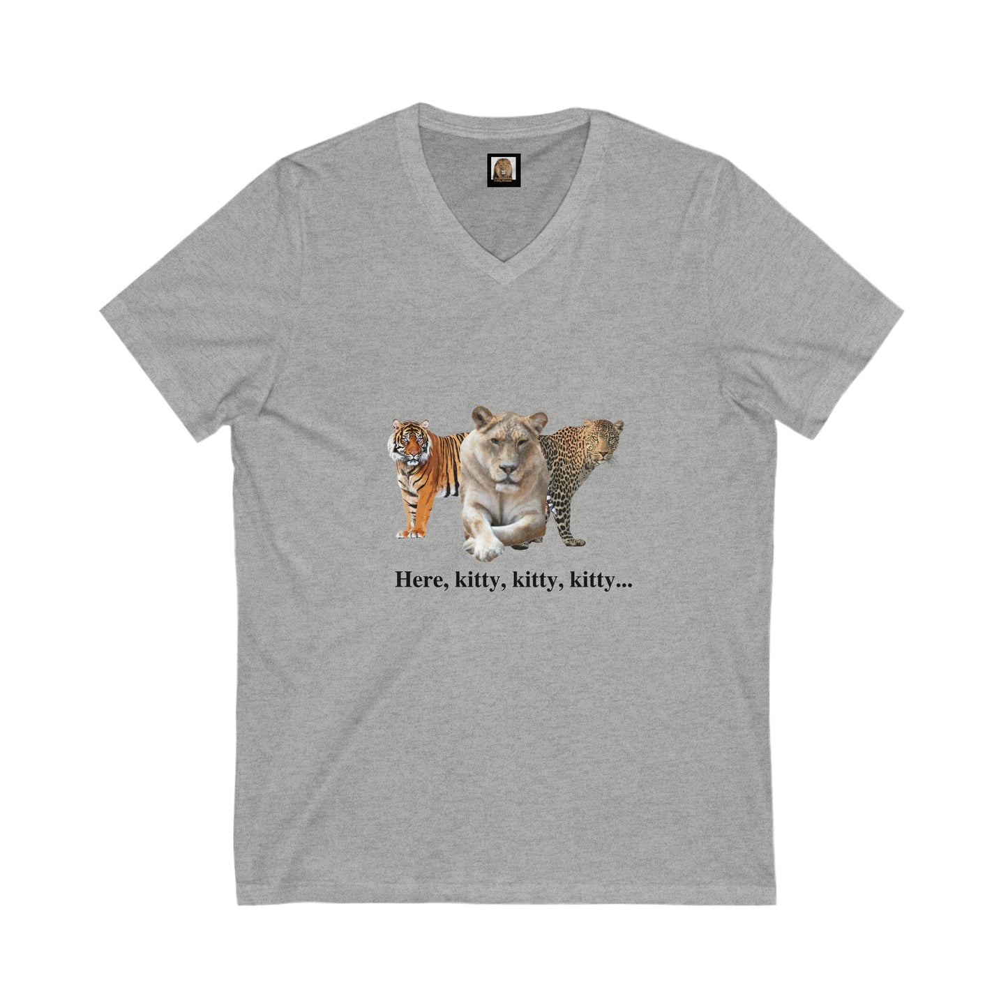 Unisex Big Cats Lioness Short Sleeve V-Neck Tee