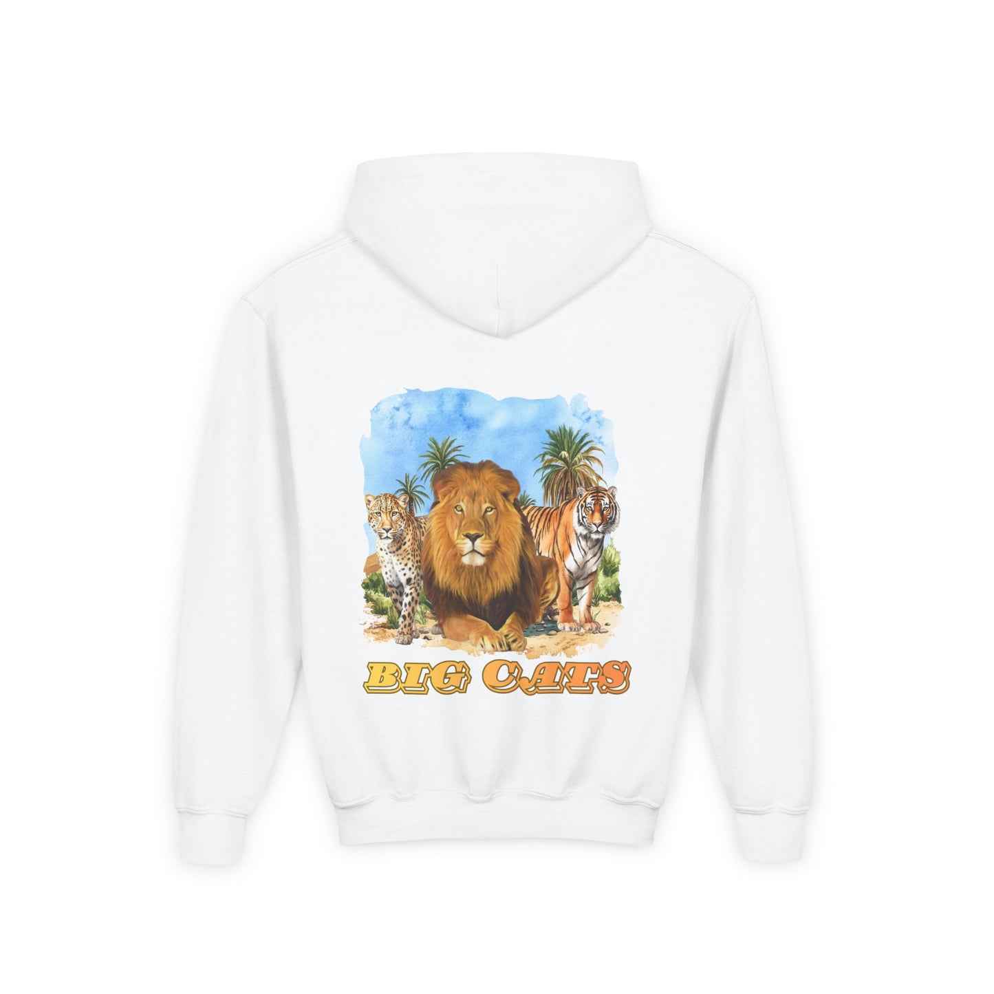 Boys Big Cats Trio Hooded Sweatshirt - Cheetah, Lion and Tiger