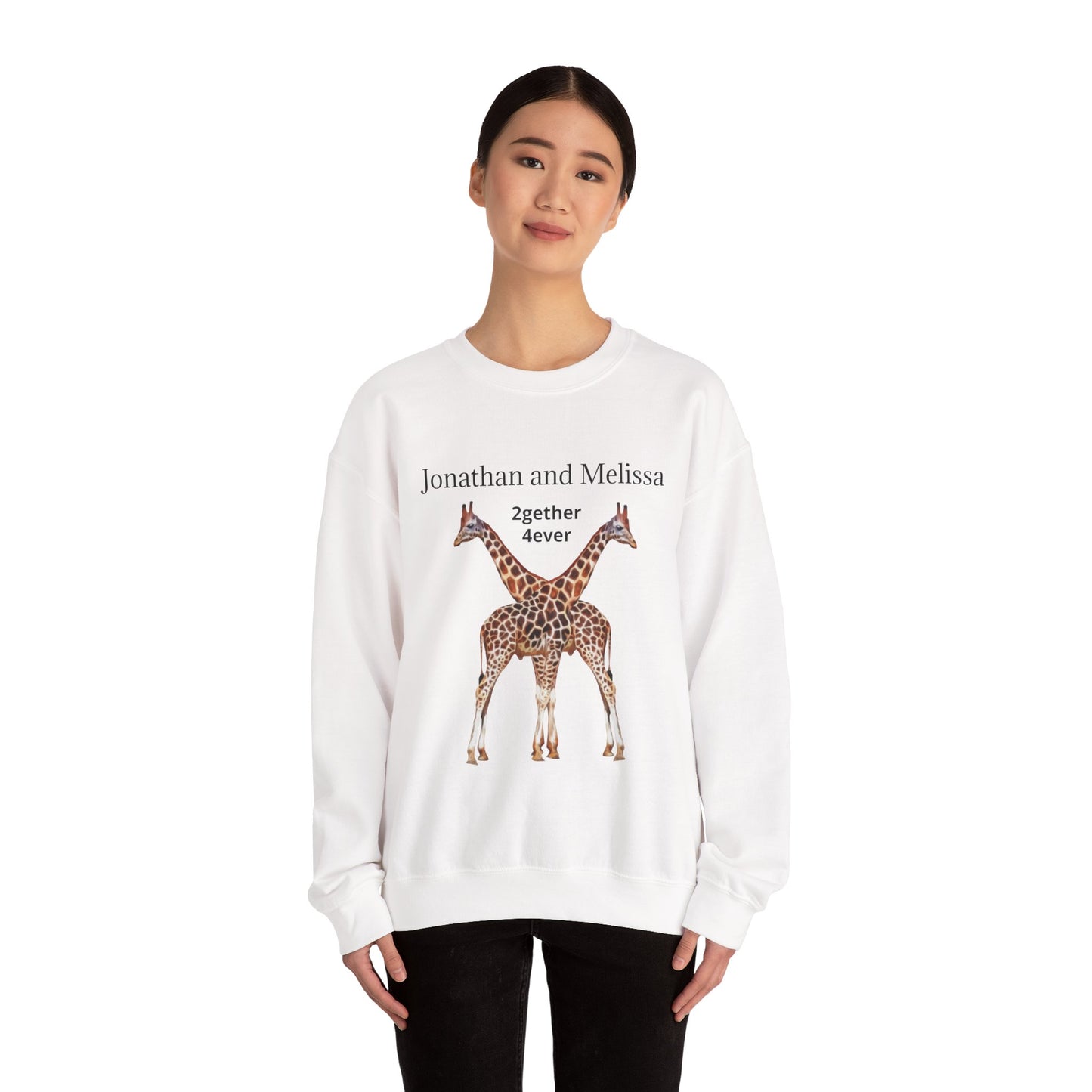 Personalized Giraffe Love Crewneck Sweatshirt for Animal Lovers