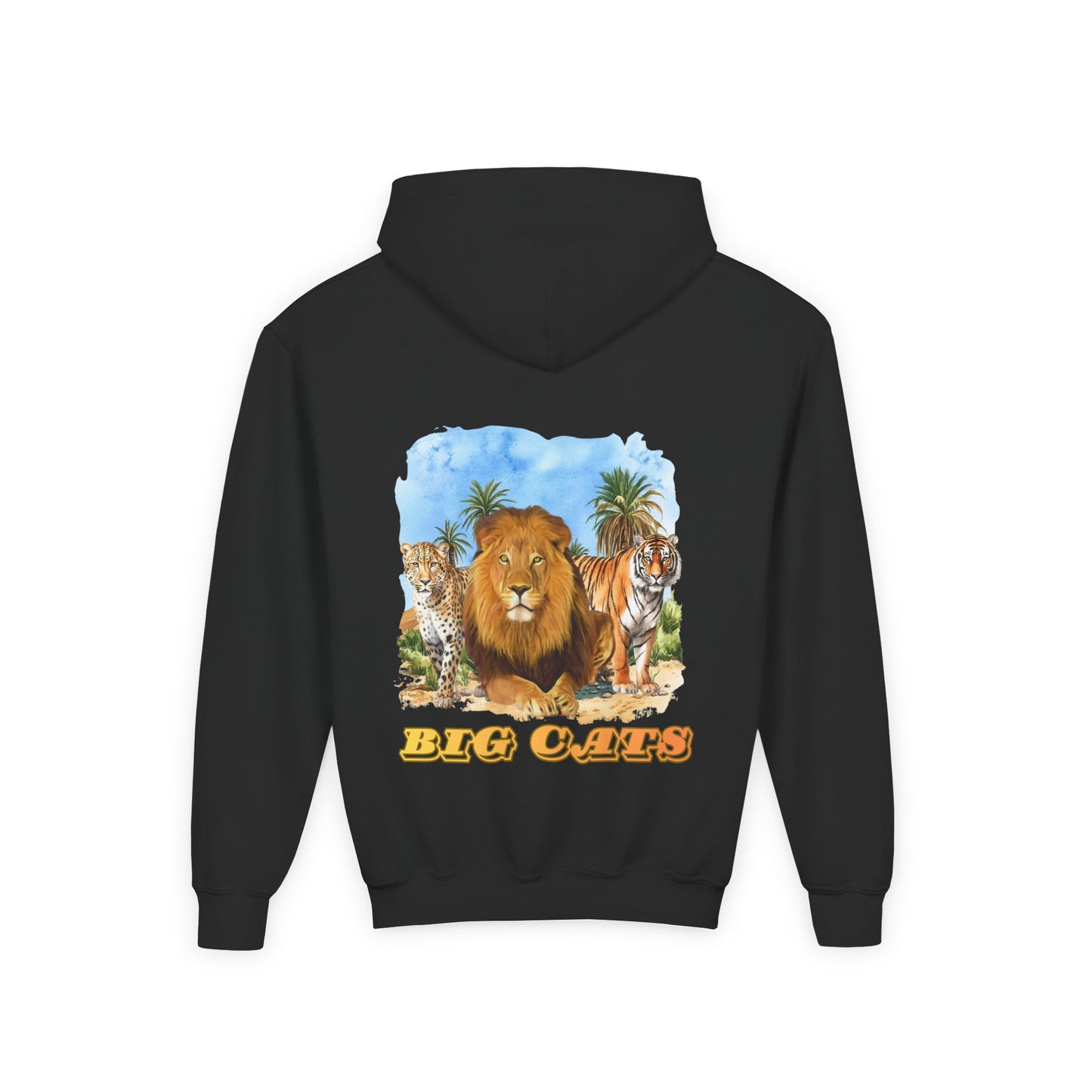 Boys Big Cats Trio Hooded Sweatshirt - Cheetah, Lion and Tiger