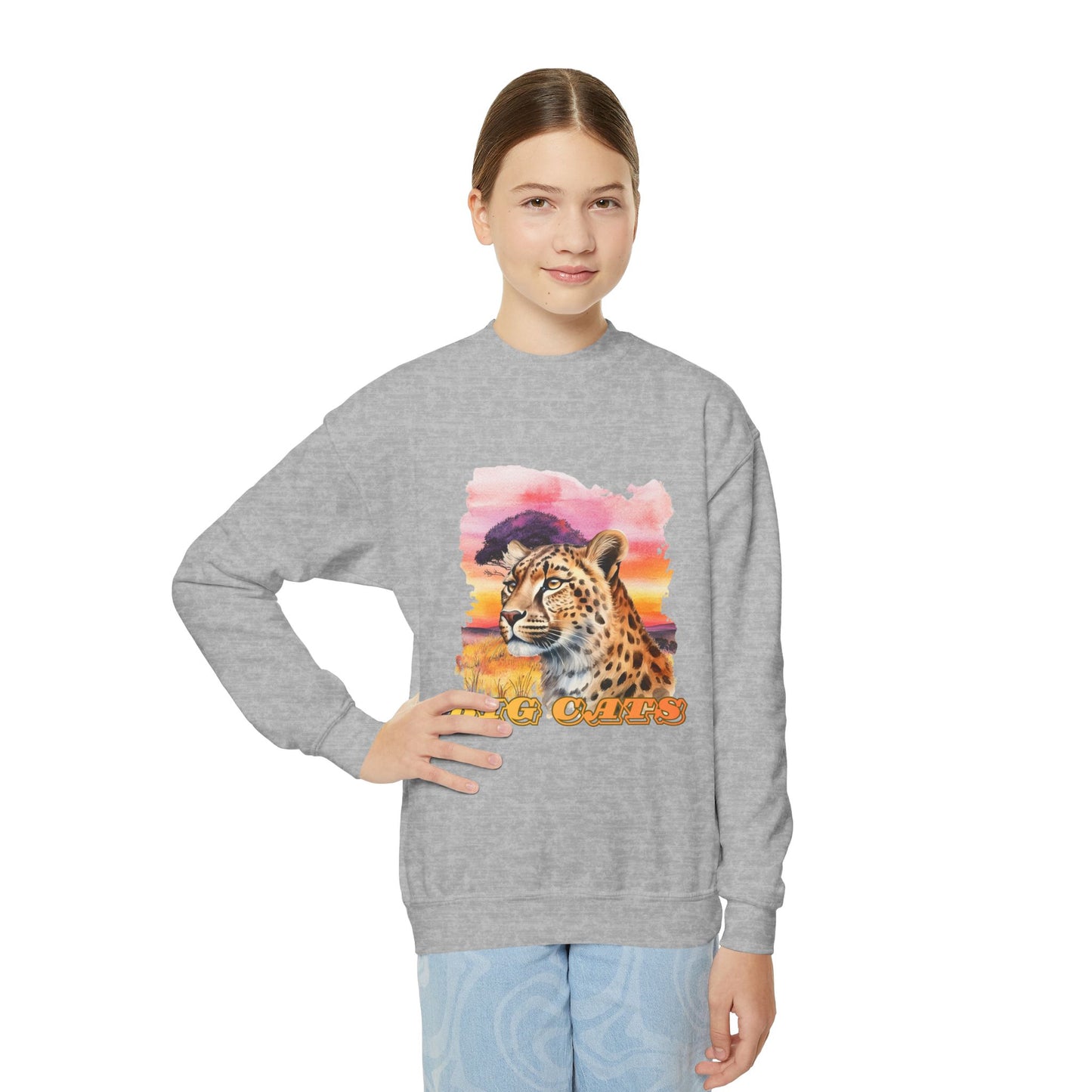 Girl's Cheetah Big Cats Crewneck Sweatshirt