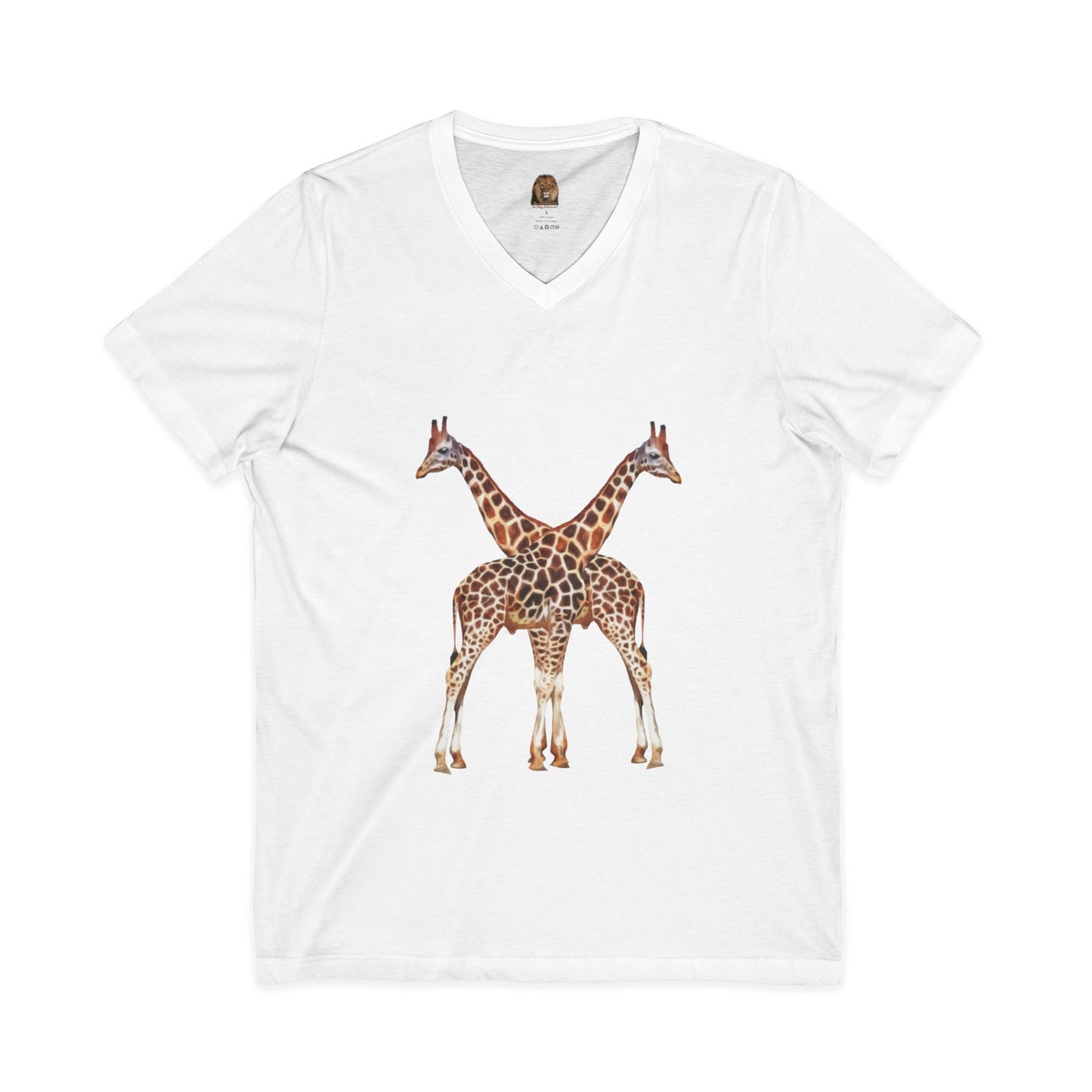 Unisex Giraffe Love V-Neck Tee for Animal Lovers
