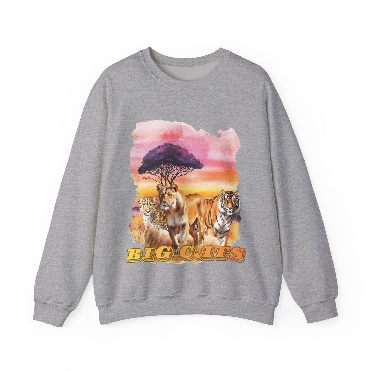 Women's Big Cats Trio Crewneck Sweatshirt — Cheetah, Lioness & Tiger