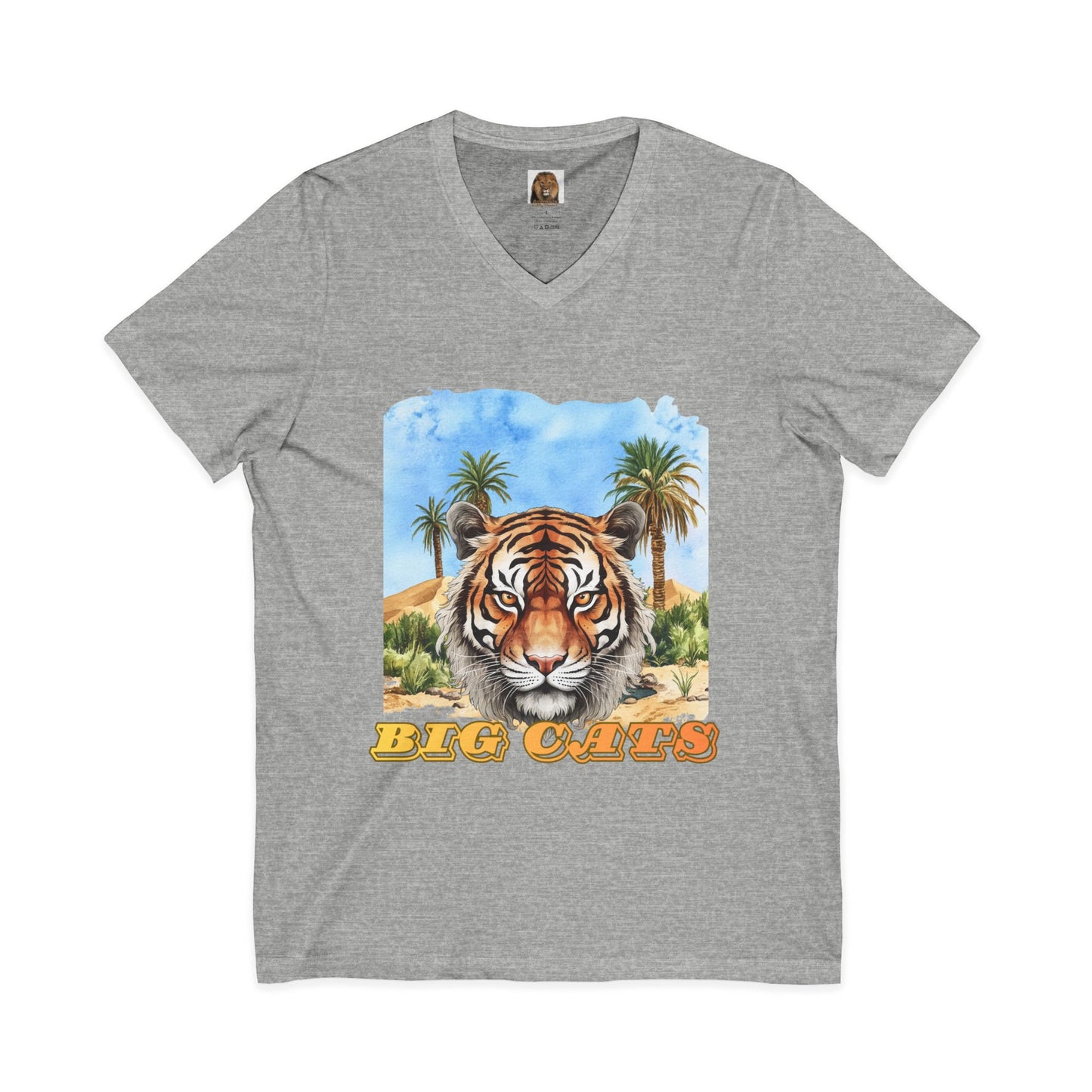 Men's Tiger Big Cats Short Sleeve V-Neck Tee