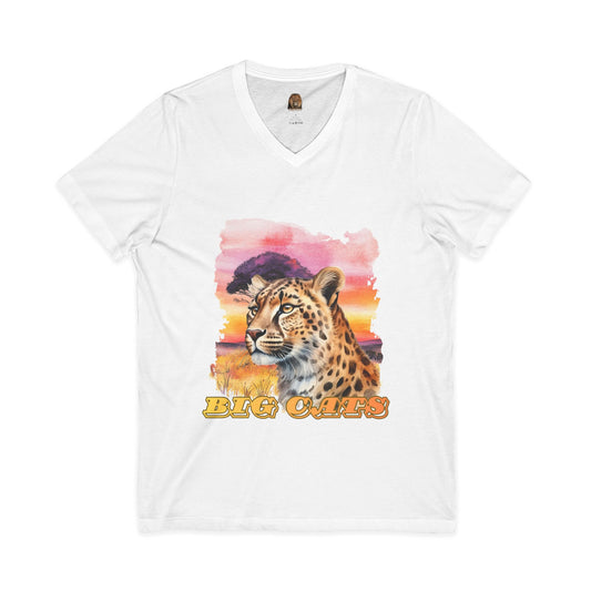 Women's Cheetah Big Cats Short Sleeve V-Neck Tee